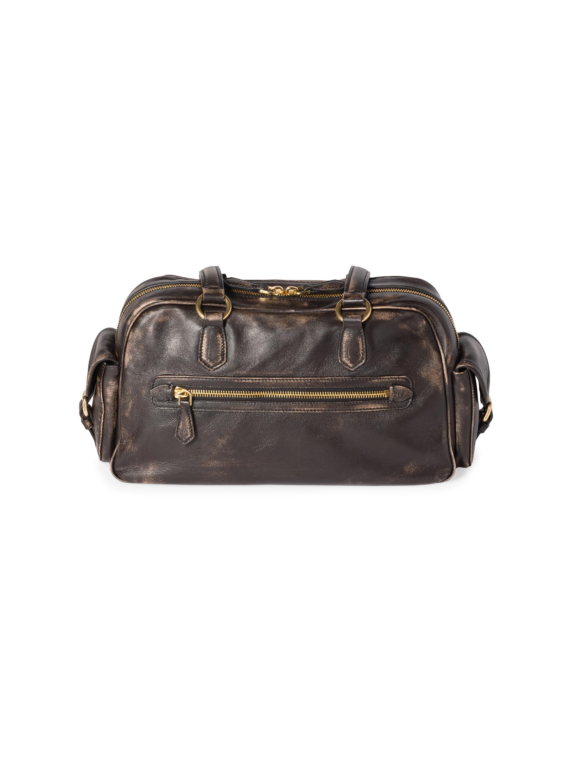 Miu Miu Women's Pocket Nappa Leather Shoulder Bag - Brown - detail view in Brown