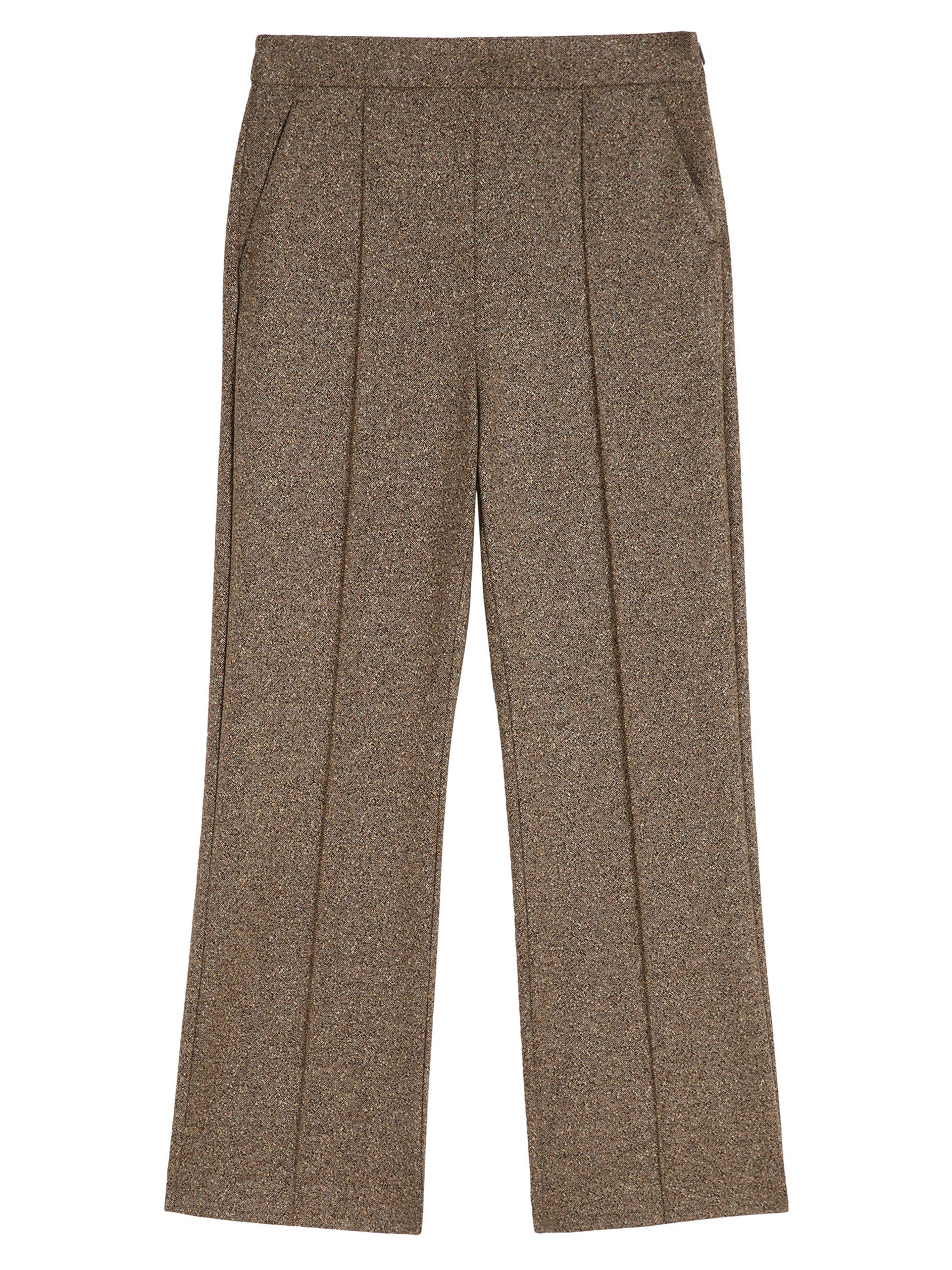 MM Max Mara Women's Cropped Jersey Trousers - Tobacco Jacquard