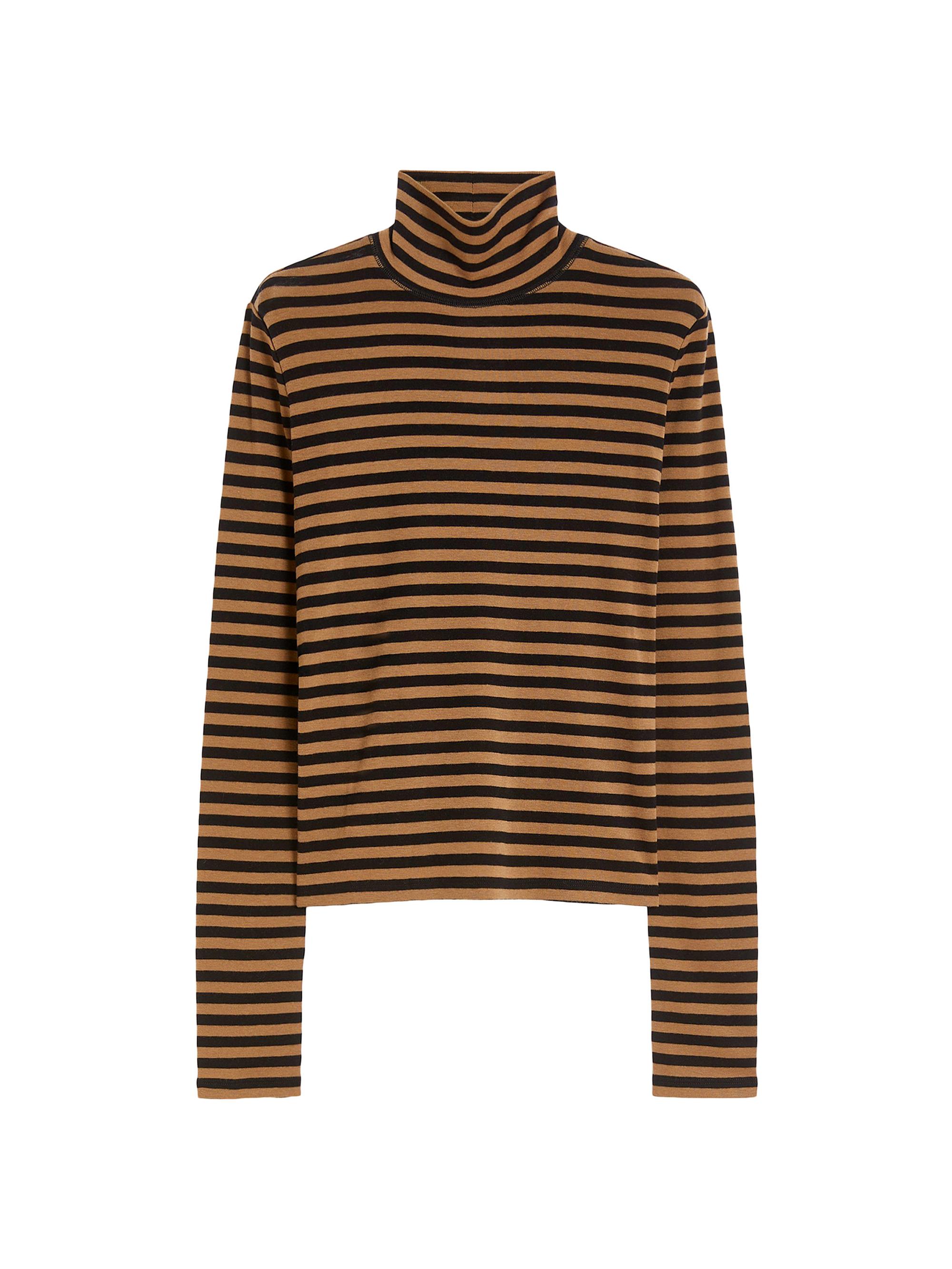 MM Max Mara Women's Wool Blend T-Shirt - Camel Pinstripes