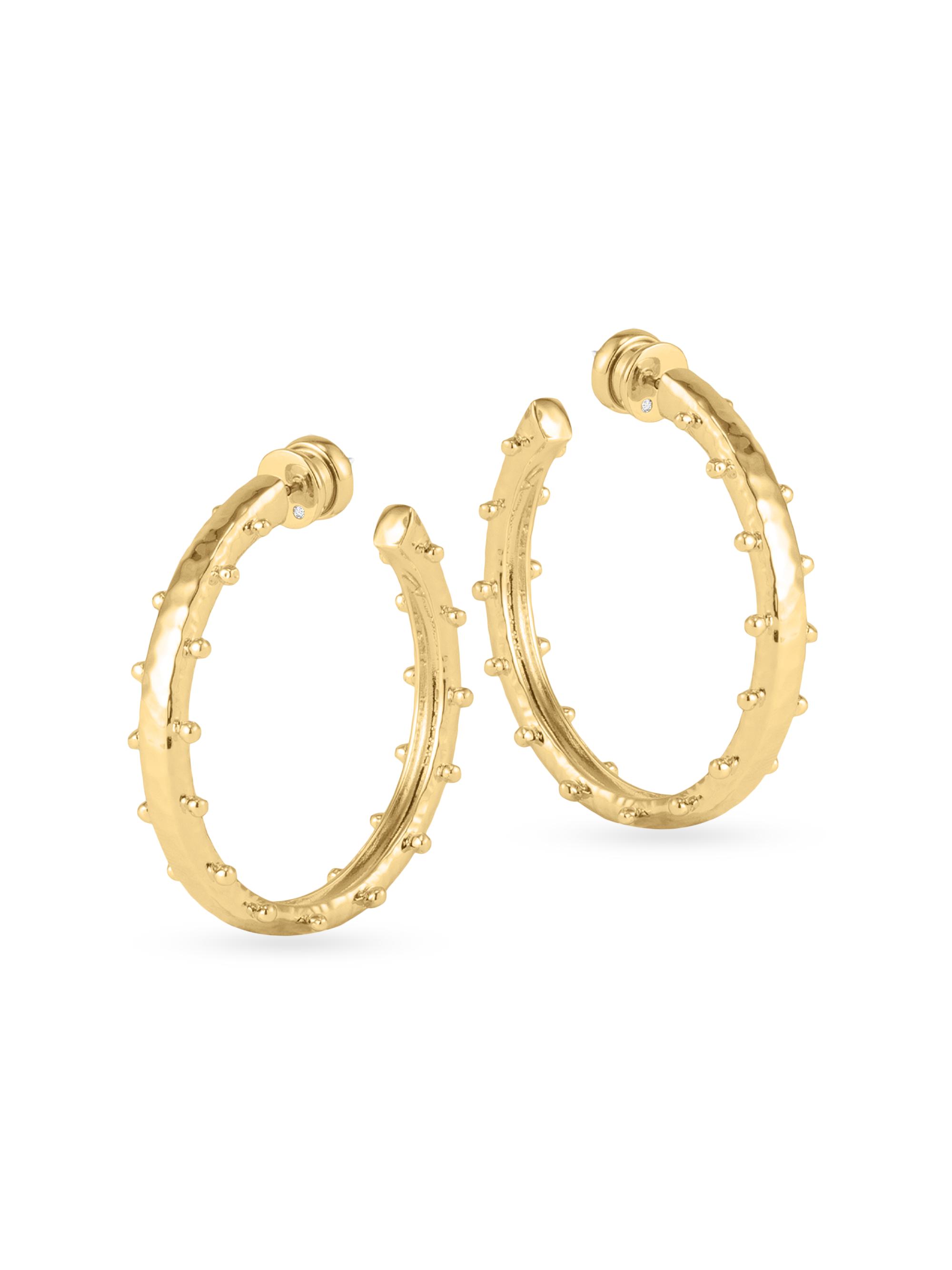 Anabel Aram Women's Milos 18K-Gold-Plated  Studded Hoop Earrings - Gold