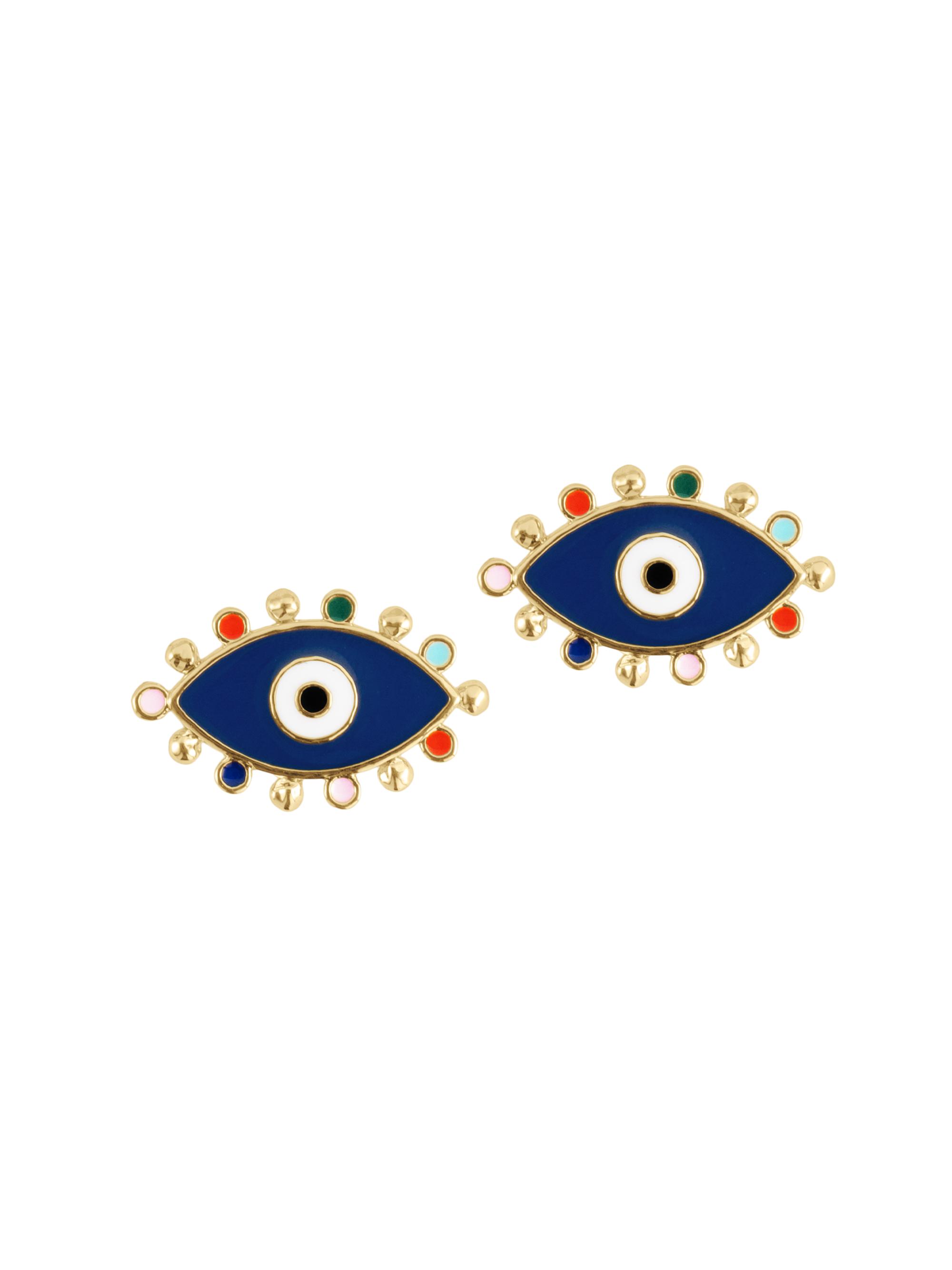 Anabel Aram Women's Milos 18K-Gold-Plated & Enamel Evil Eye Stud Earrings