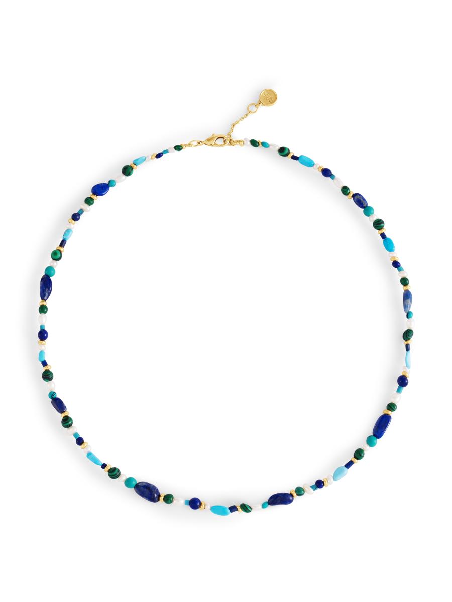 Anabel Aram Women's Milos 18k-gold-plated & Natural Stone Beaded Necklace In Blue