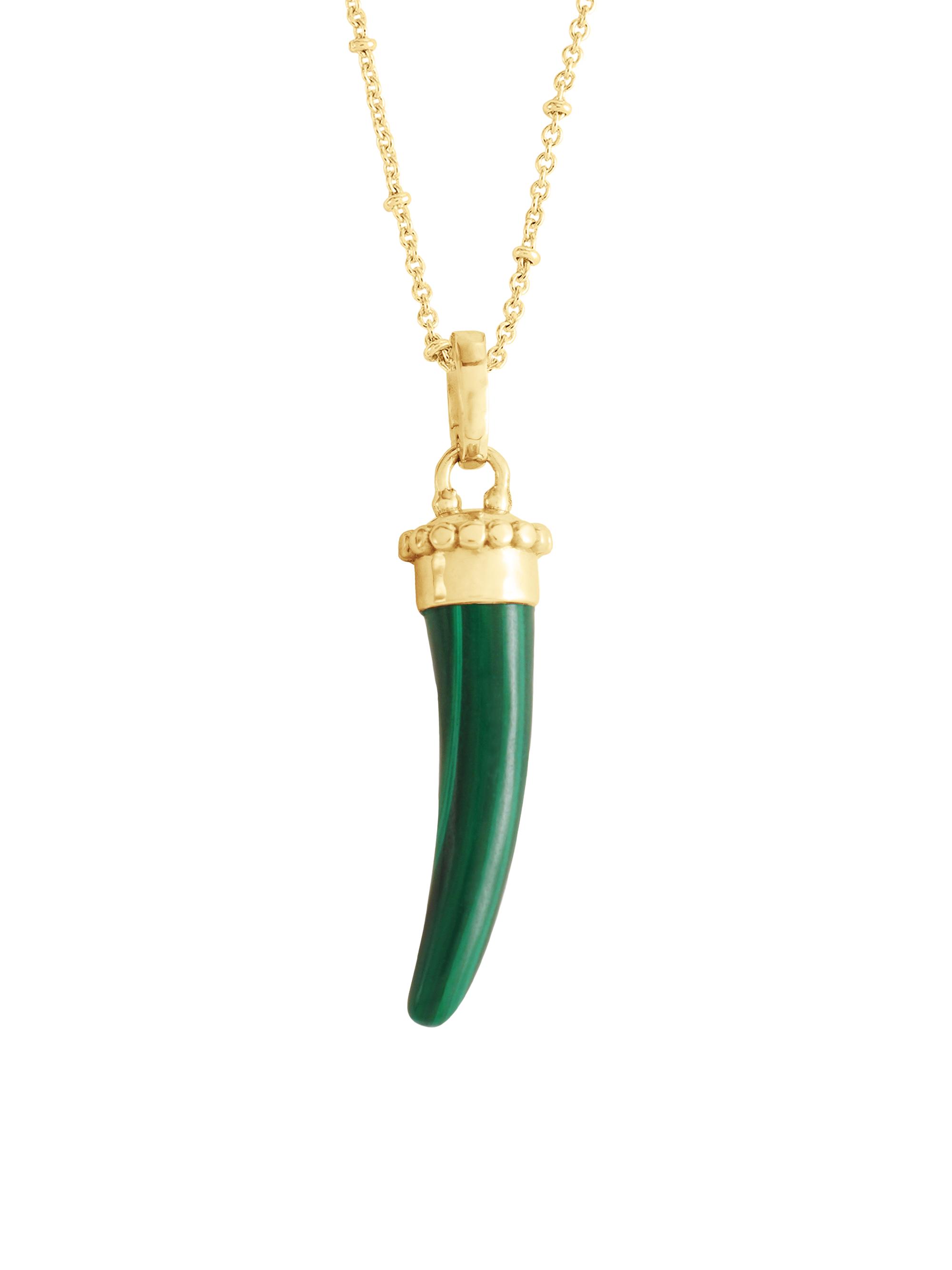 Anabel Aram Women's Milos 18K-Gold-Plated & Gemstone Horn Charm - Malachite
