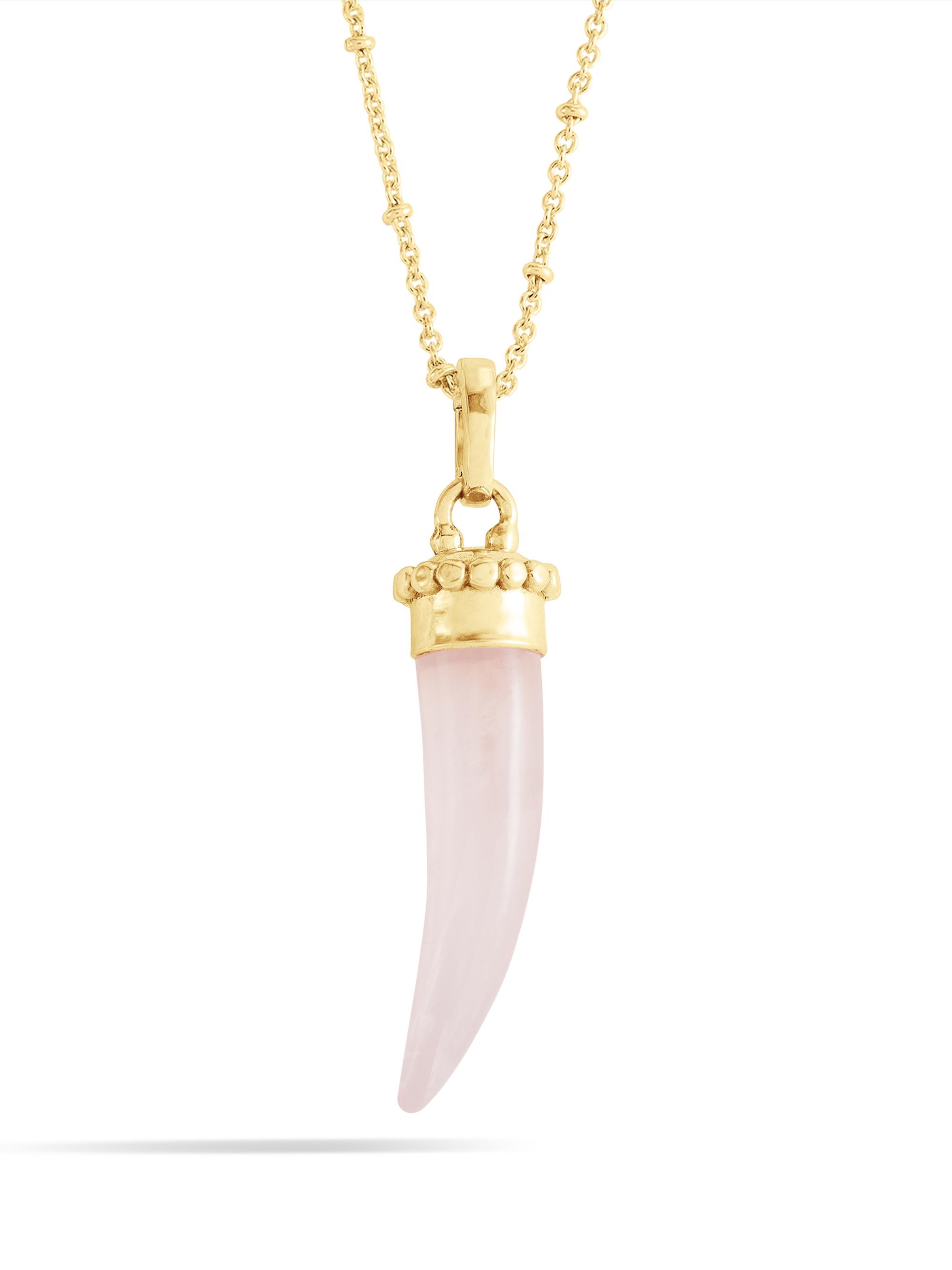 Anabel Aram Women's Milos 18K-Gold-Plated & Gemstone Horn Charm - Rose Quartz