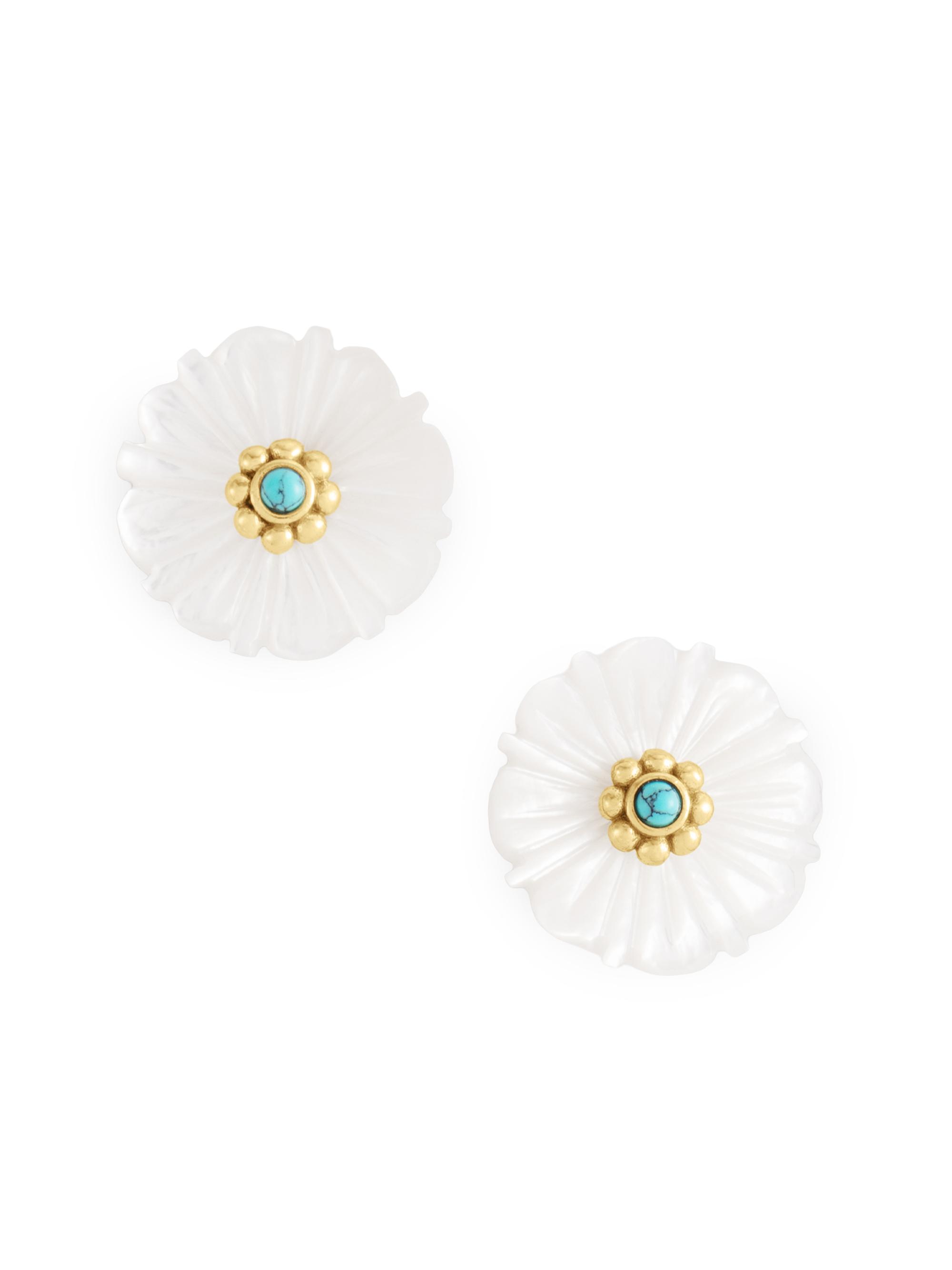 Anabel Aram Women's Milos 18K-Gold-Plated & Carved Mother-Of-Pearl Flower Stud Earrings - Mother Of Pearl