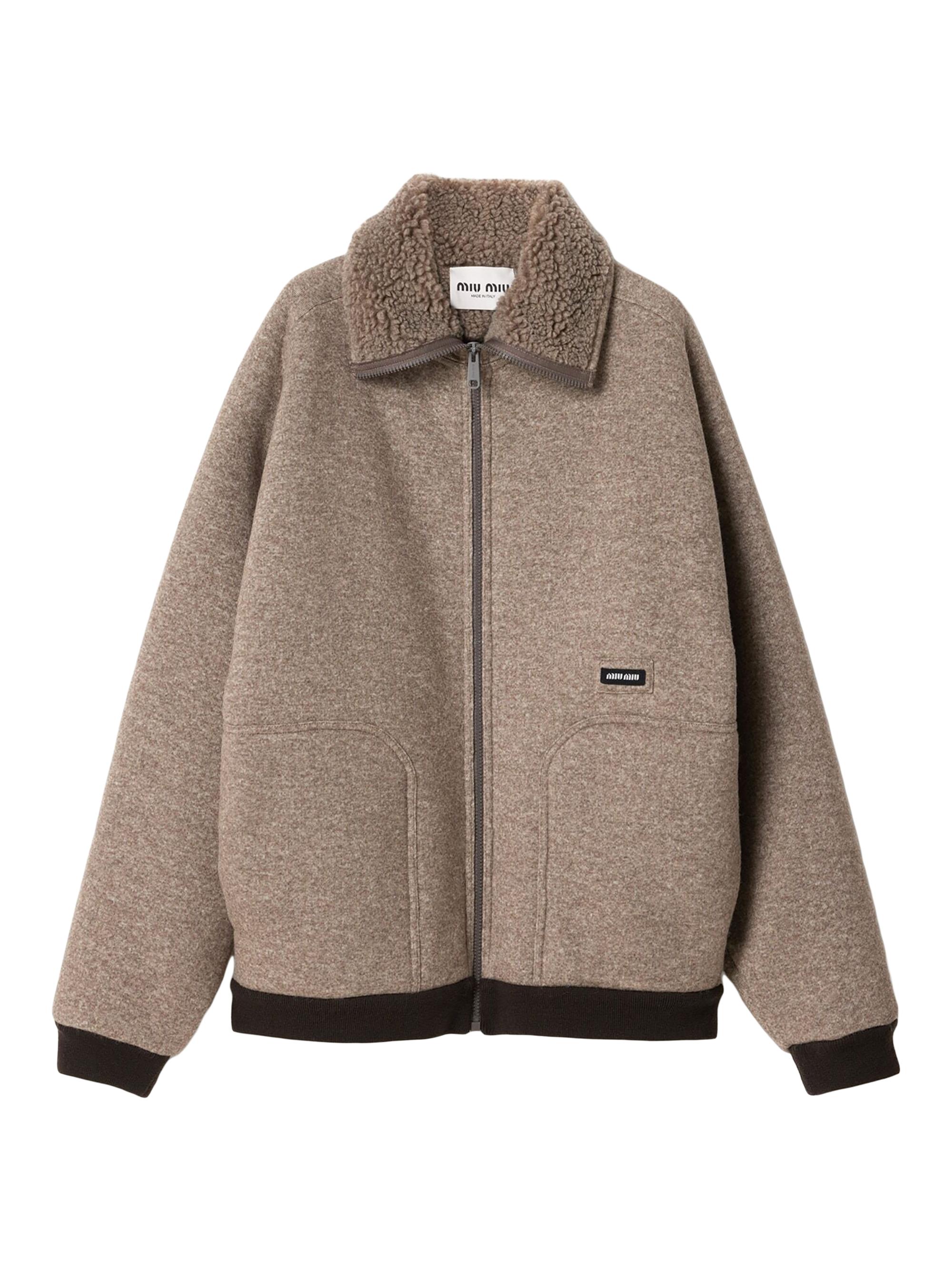 Miu Miu Women's Cotton Fleece Zipper Blouson Jacket - Brown Black