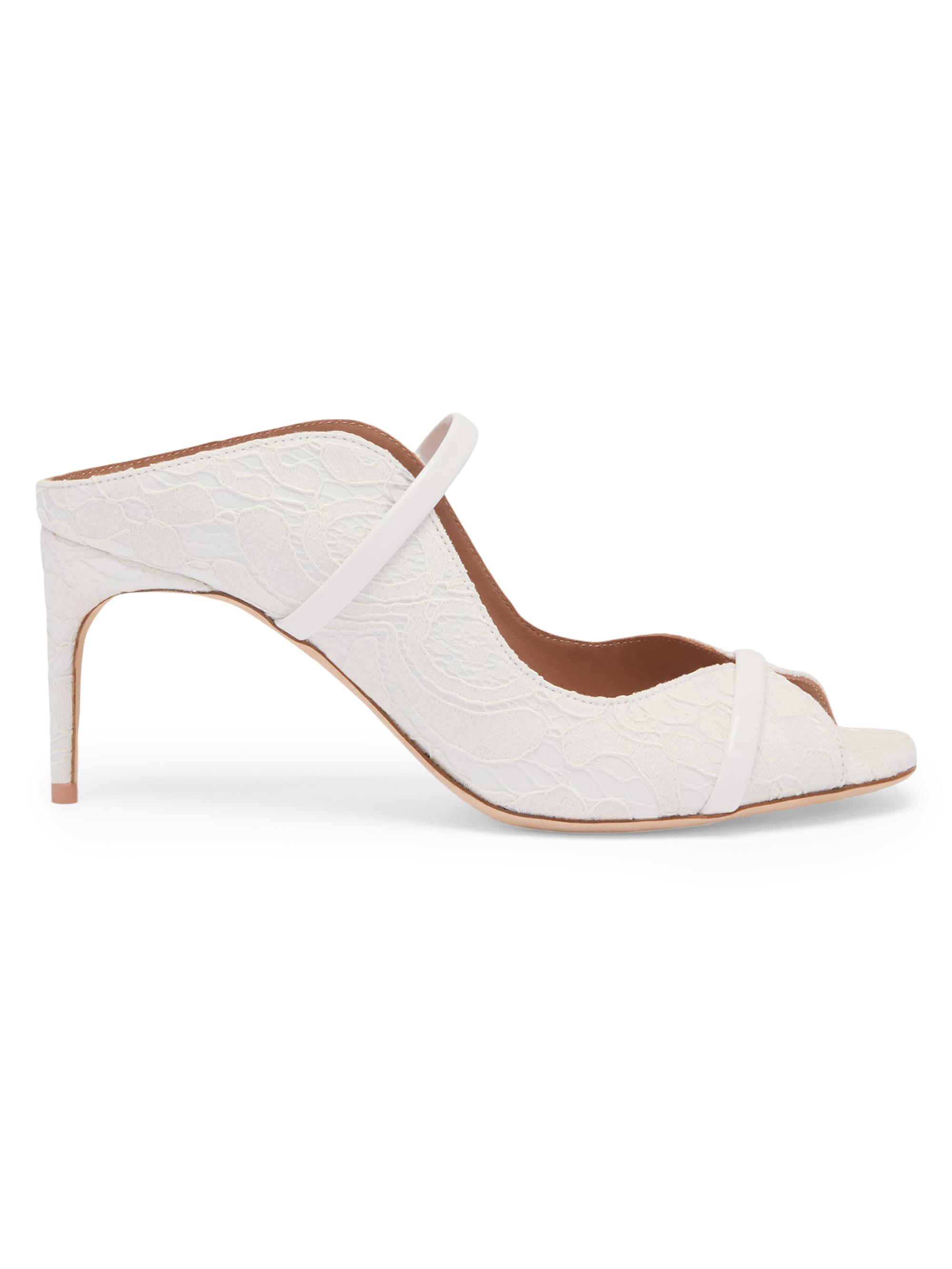Malone Souliers Women's Noah 70MM Lace Gloss Sandals - White