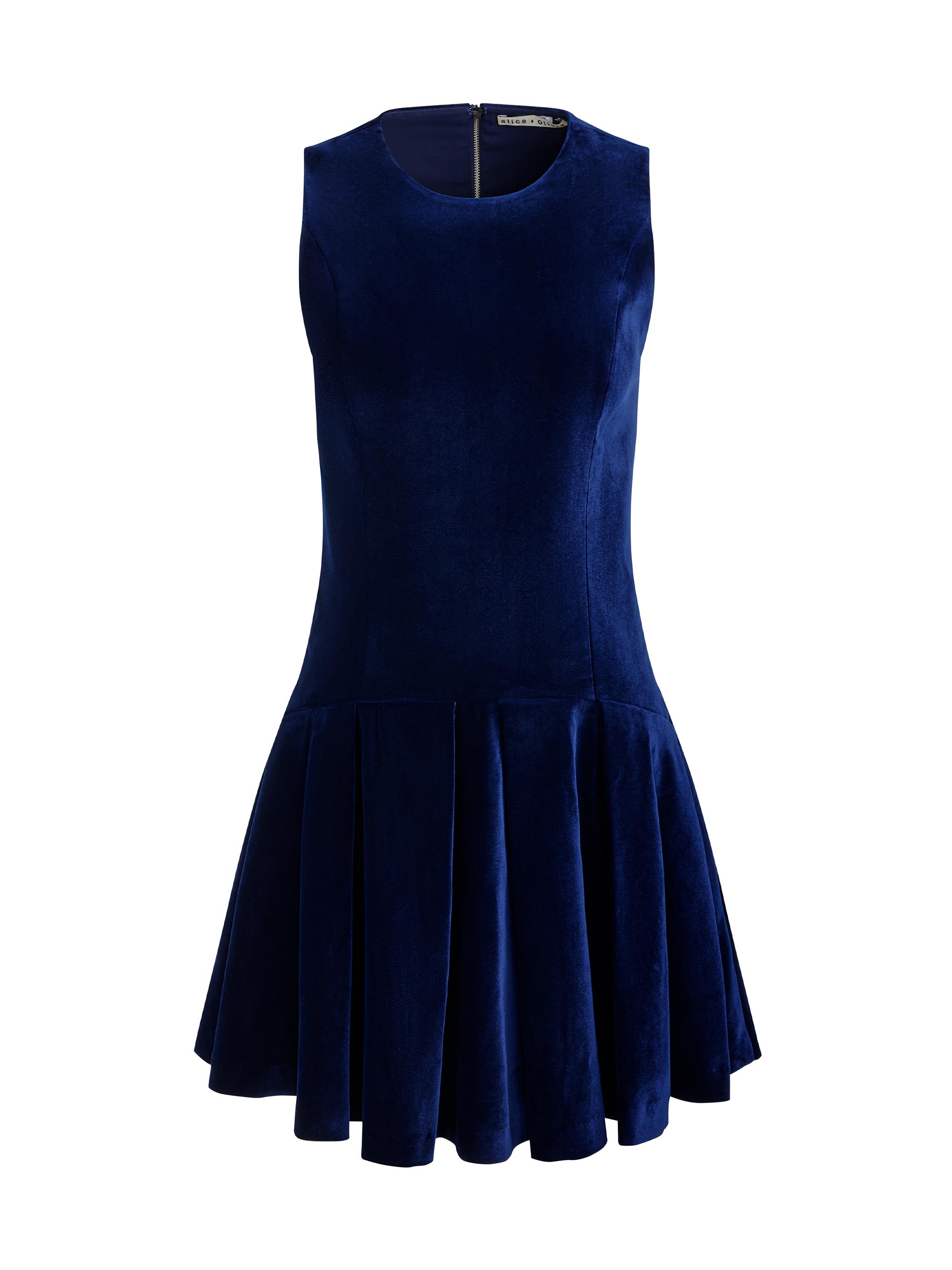 ALICE + OLIVIA Women's Adley Velvet Drop-Waist Minidress - Dark Midnight Blue