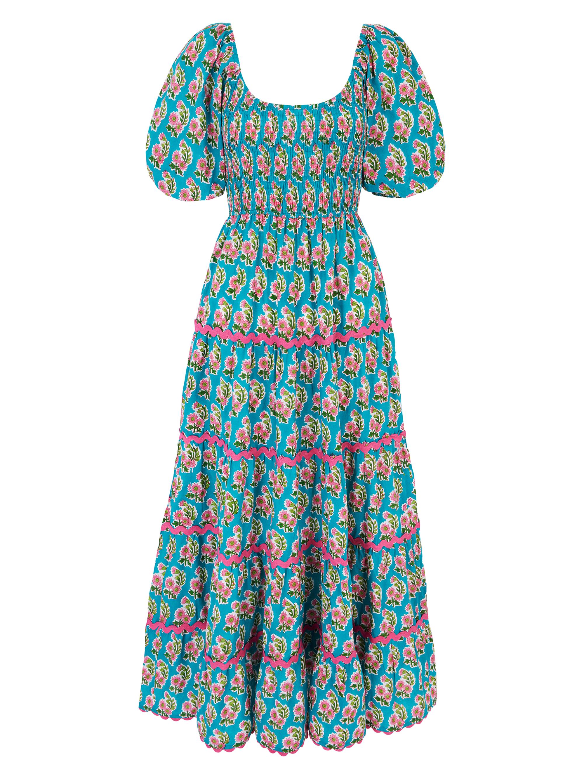 Pink City Prints Women's Algarve Zinnia Angelina Dress - Blue