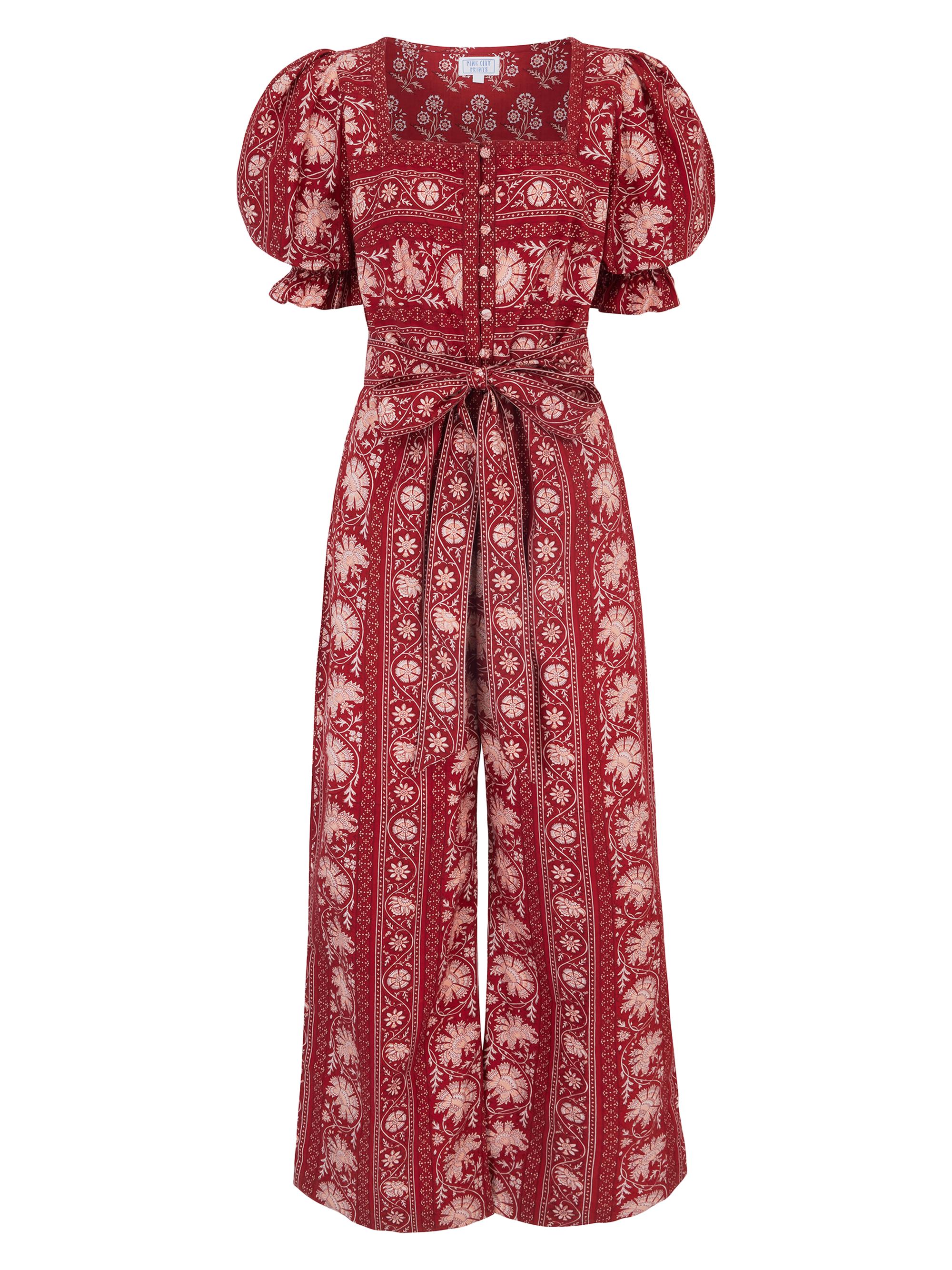 Pink City Prints Women's Rust Borders Ottie Jumpsuit - Brown