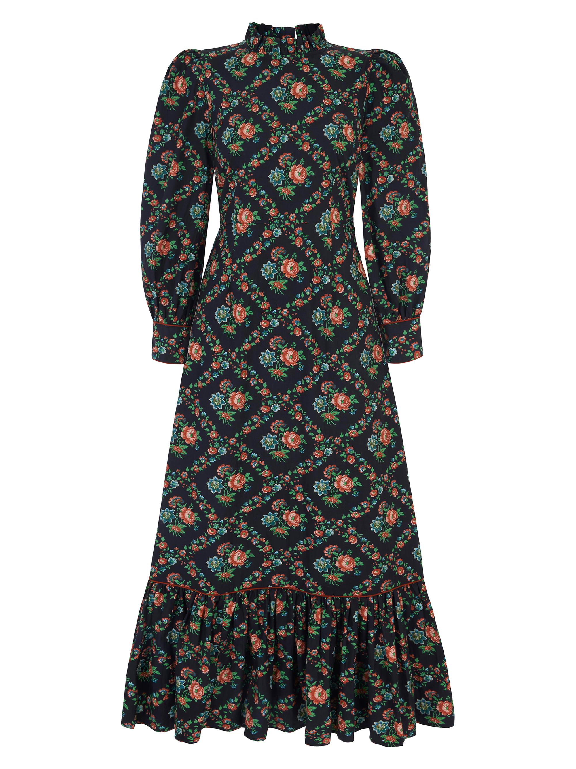 Pink City Prints Women's Vintage Trellis Petworth Dress - Black