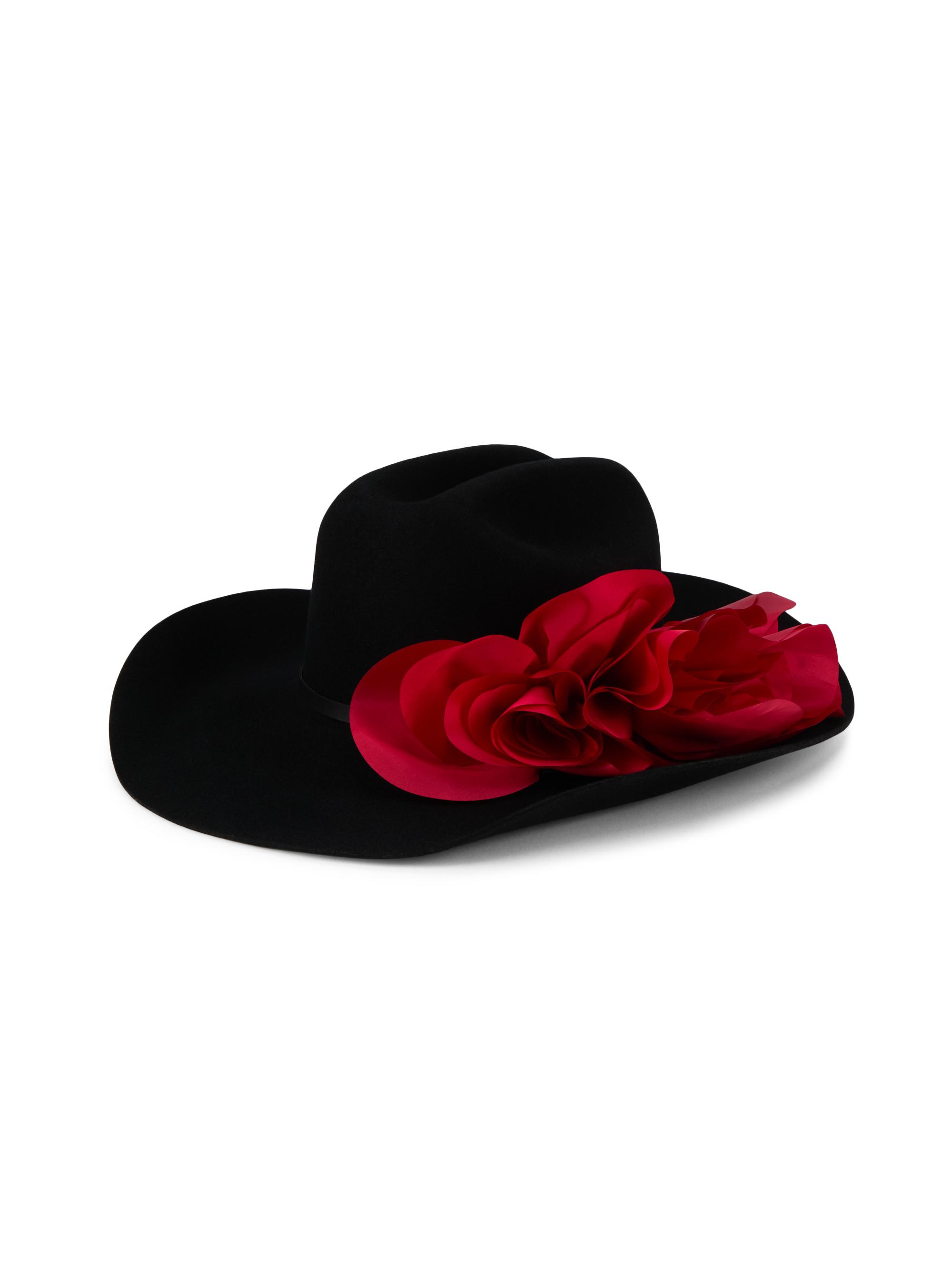 Willy Chavarria Men's Flower-Accent Wool Hat - Black