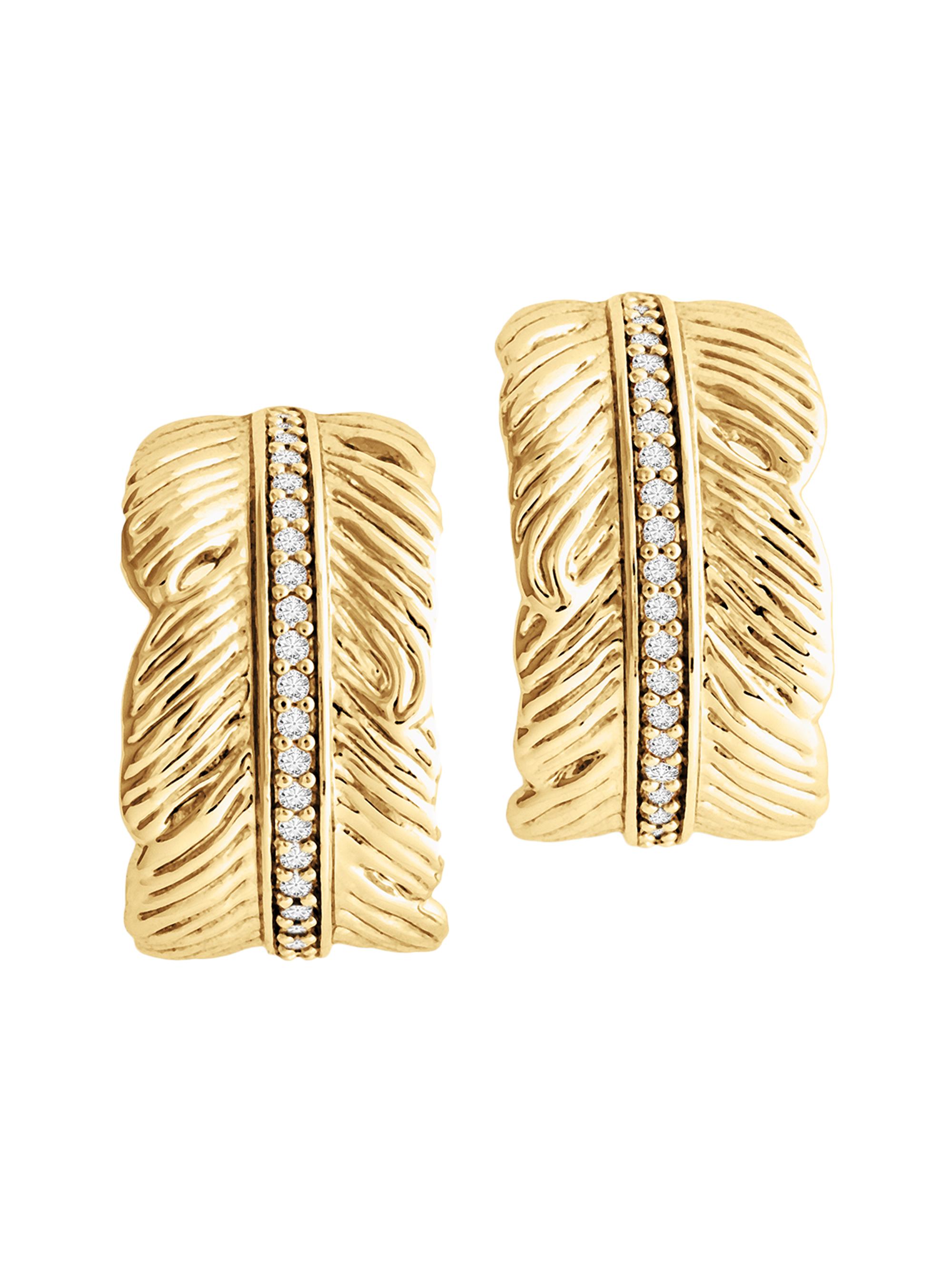 Anabel Aram Women's Feather 18K-Gold-Plated & Crystal  Hoop Earrings - Gold