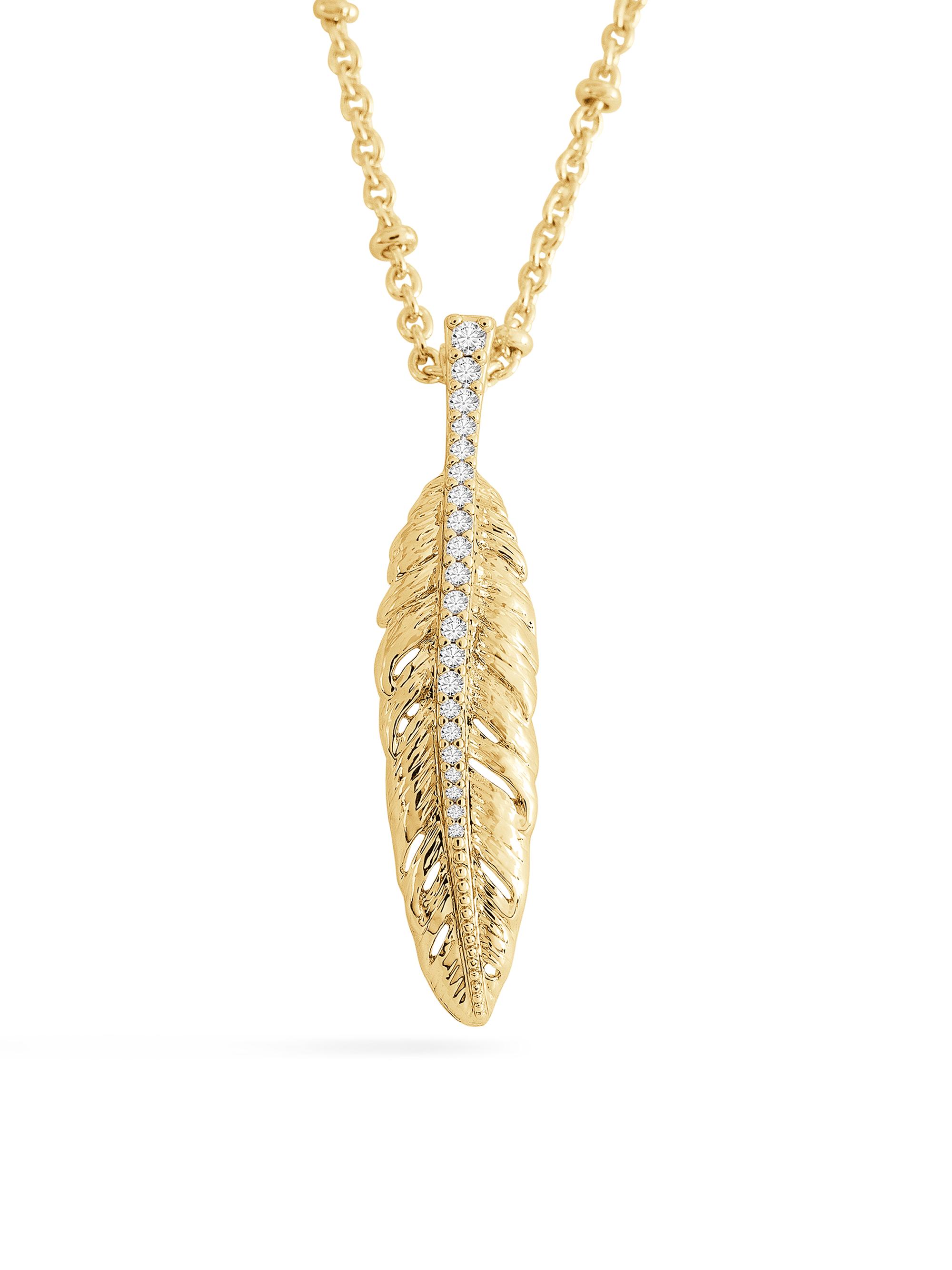 Anabel Aram Women's Feather 18K-Gold-Plated & Cubic Zirconia Pendant Necklace - Gold