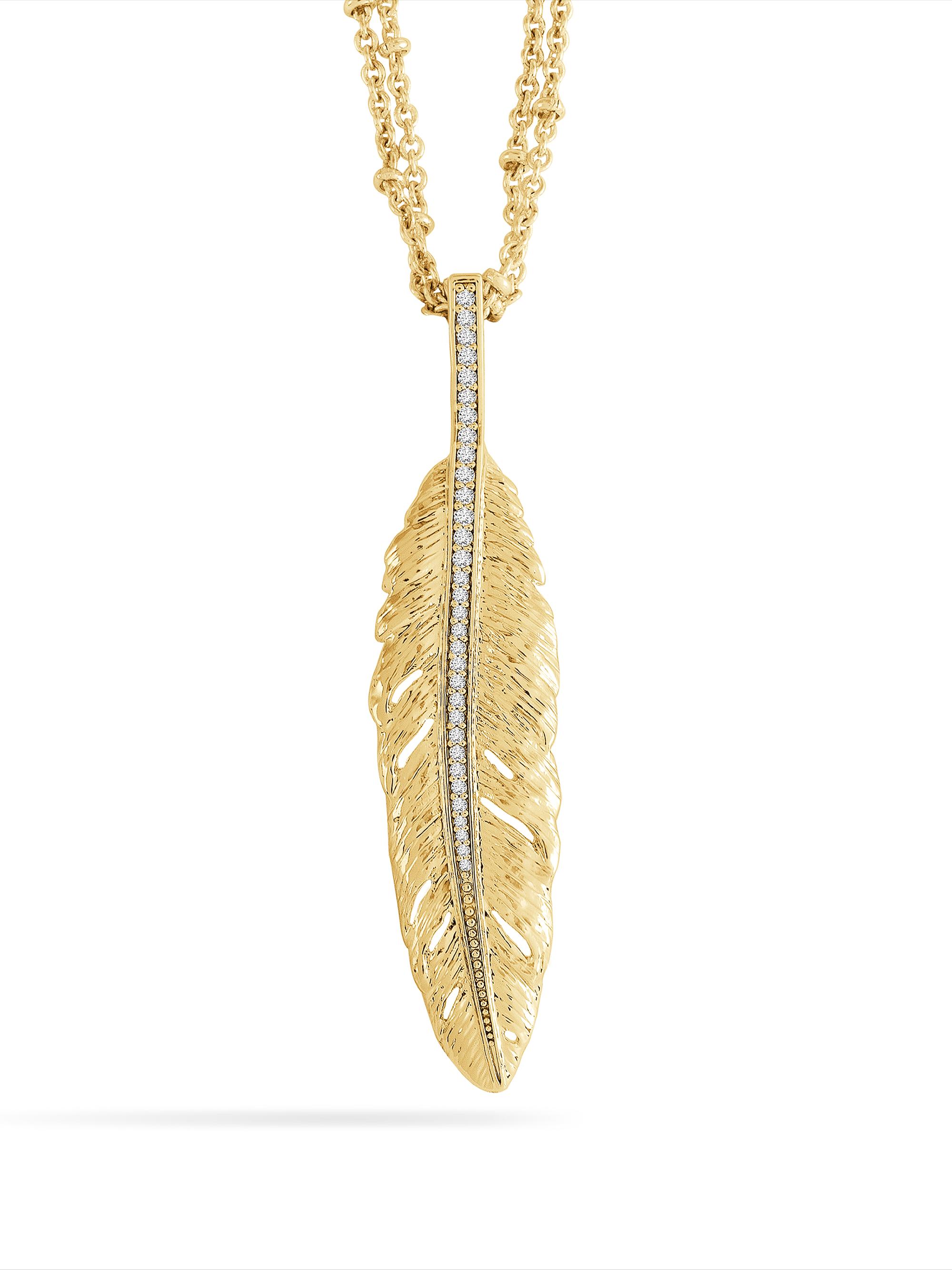 Anabel Aram Women's Feather 18K-Gold-Plated & Cubic Zirconia Pendant Necklace - Gold