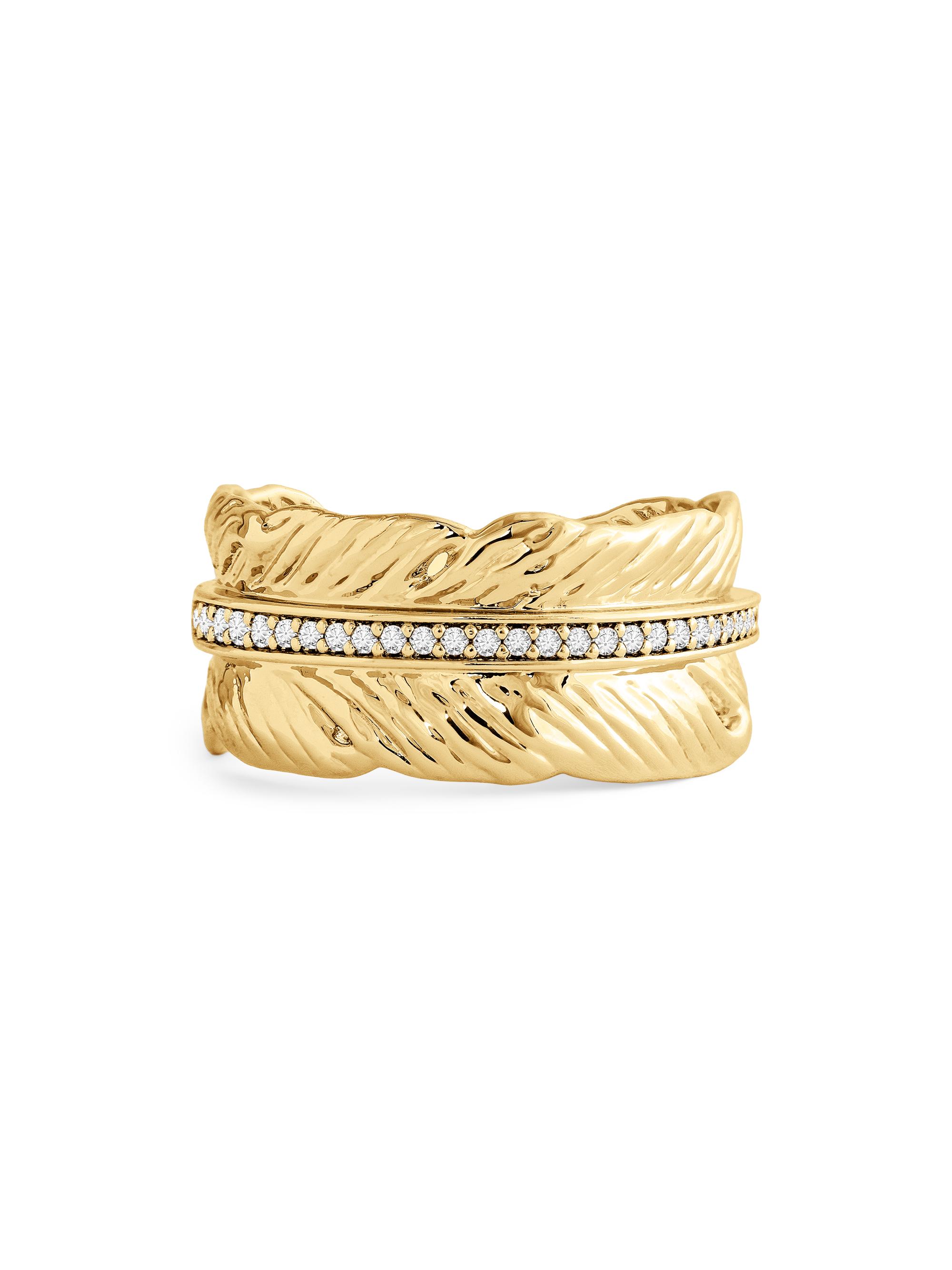 Anabel Aram Women's Feather 1K-Gold-Plated & Crystal Ring - Gold