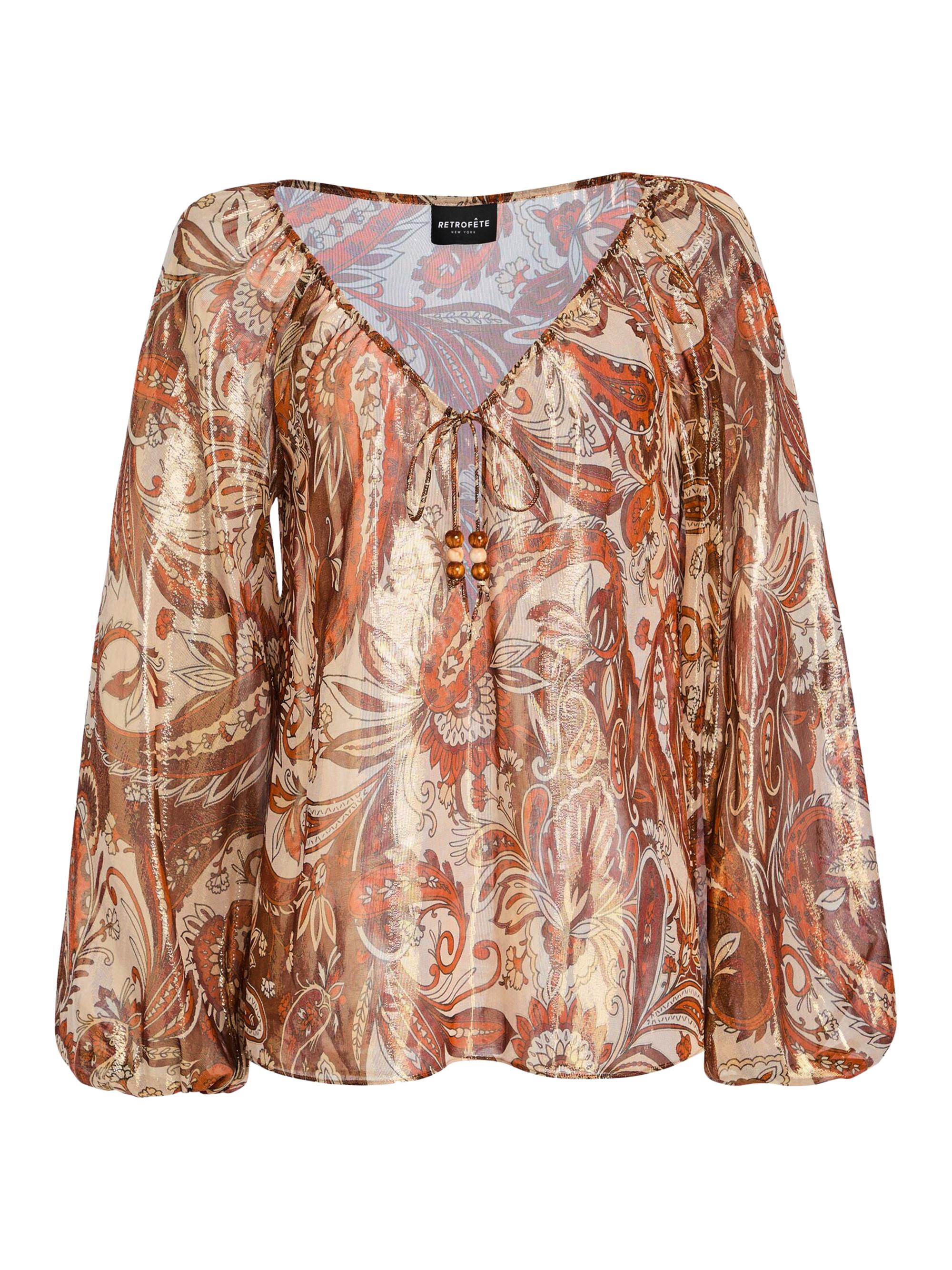 Retrofête Women's Arabella Silk Blouse - Terracotta Bandana