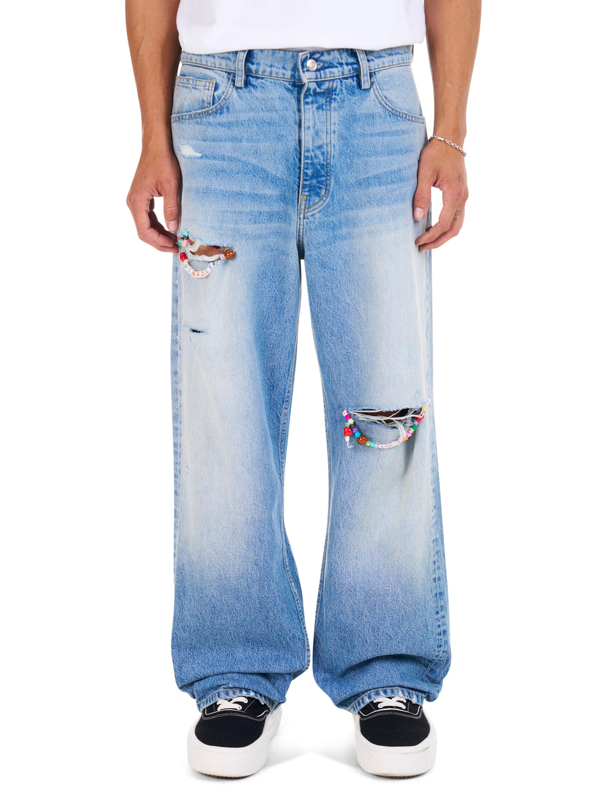 Nahmias Men's Friendship Baggy Jeans - Light Wash Denim