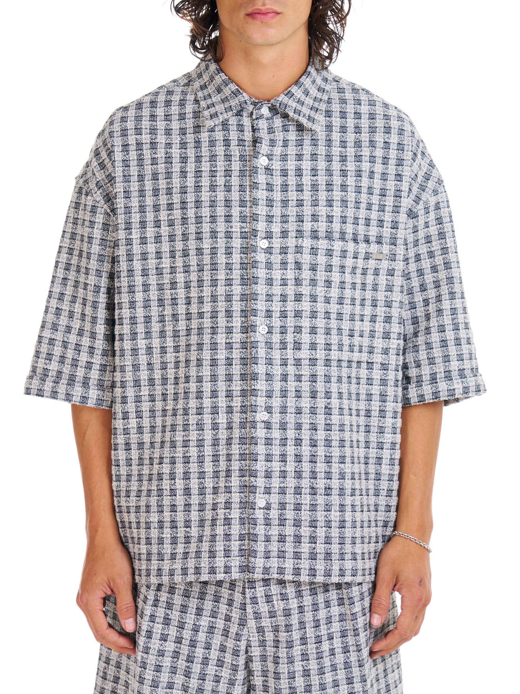 Nahmias Men's Jacquard Cropped Shirt - Blackwhite Jacquard