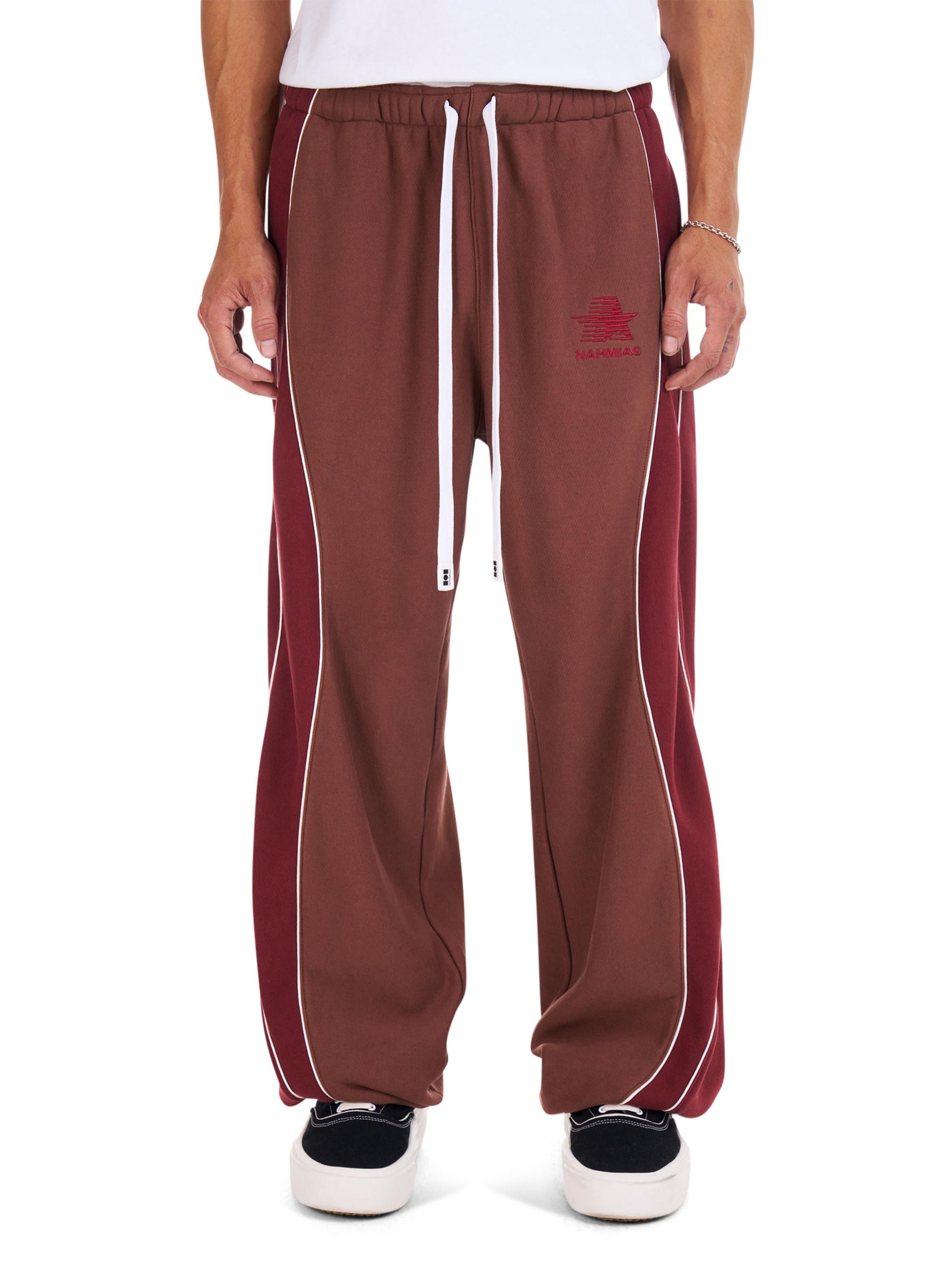 Nahmias Men's Ollie Wide-Leg Sweatpants - Vintage Burgundy Fleece