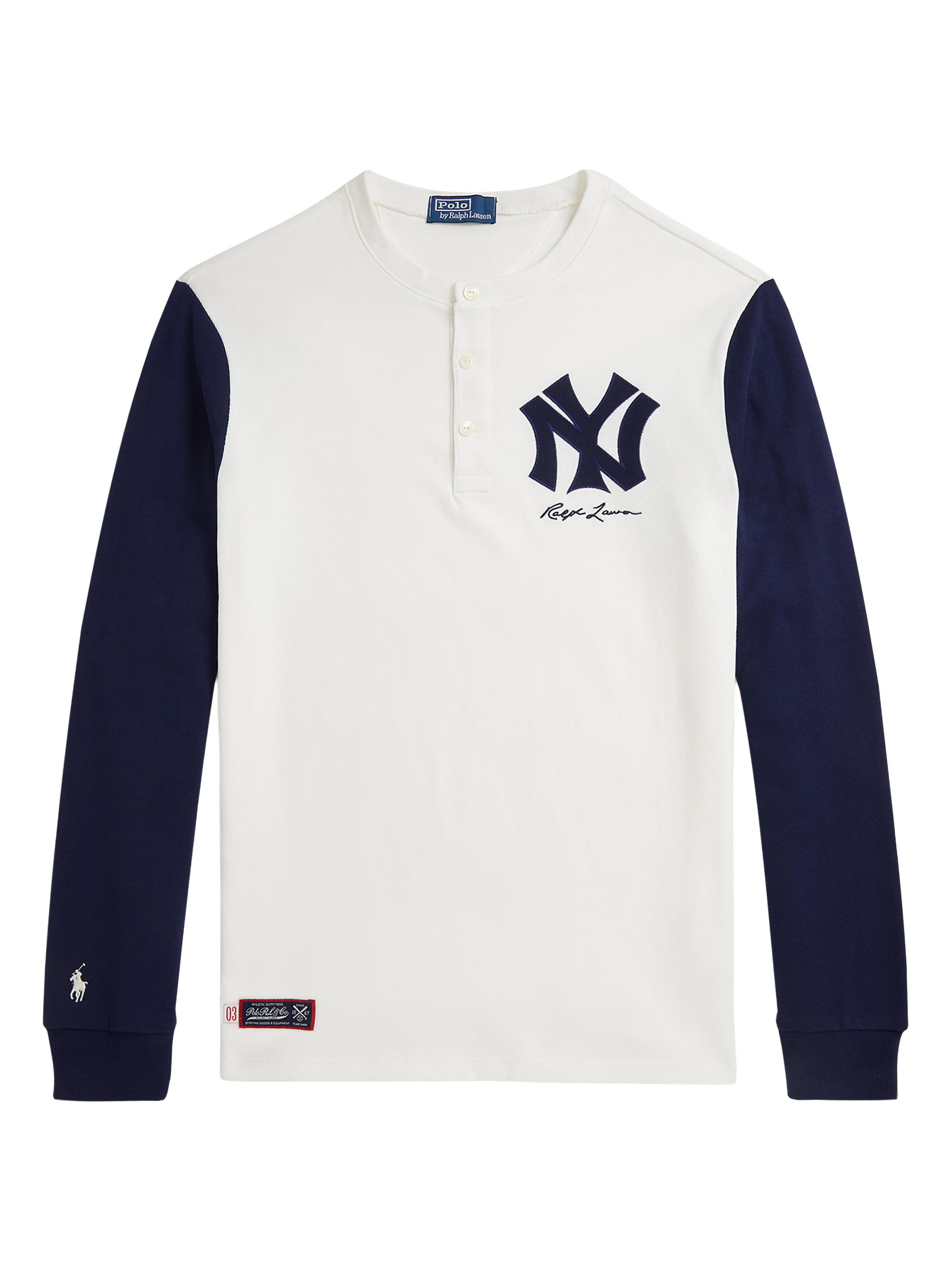 Polo Ralph Lauren Men's New York Yankees Henley Shirt - Deckwash White Newport Navy