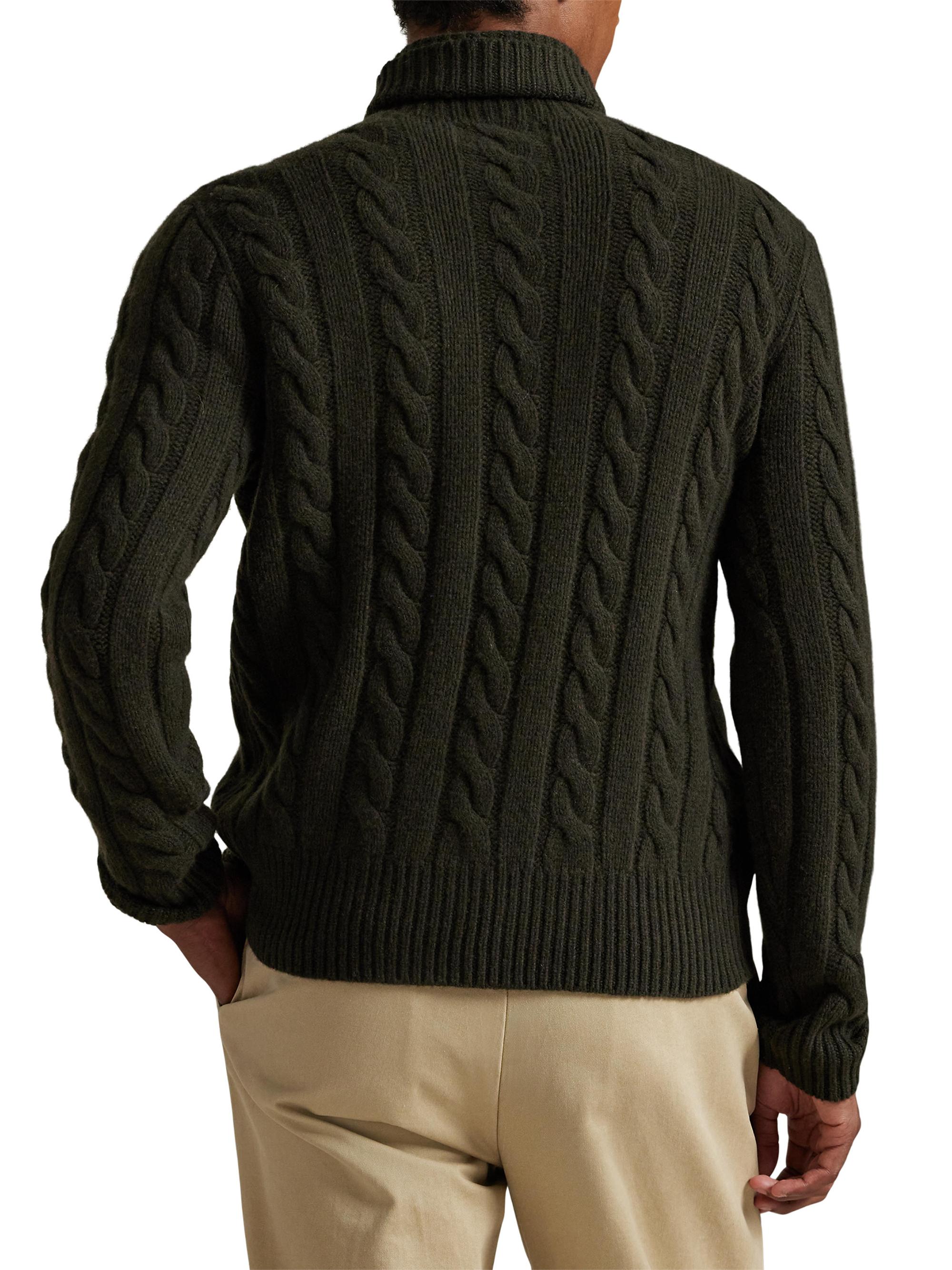 Polo Ralph Lauren Wool-Cashmere Cable-Knit Turtleneck Sweater
