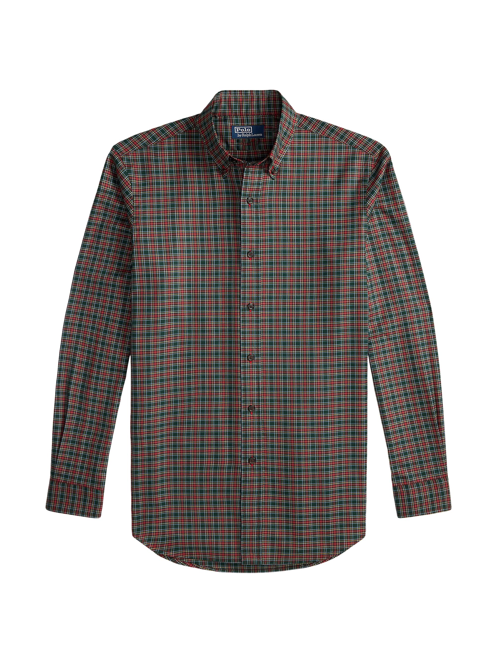 Polo Ralph Lauren Men's Plaid Cotton Twill Button-Down Shirt - Green Red Multi