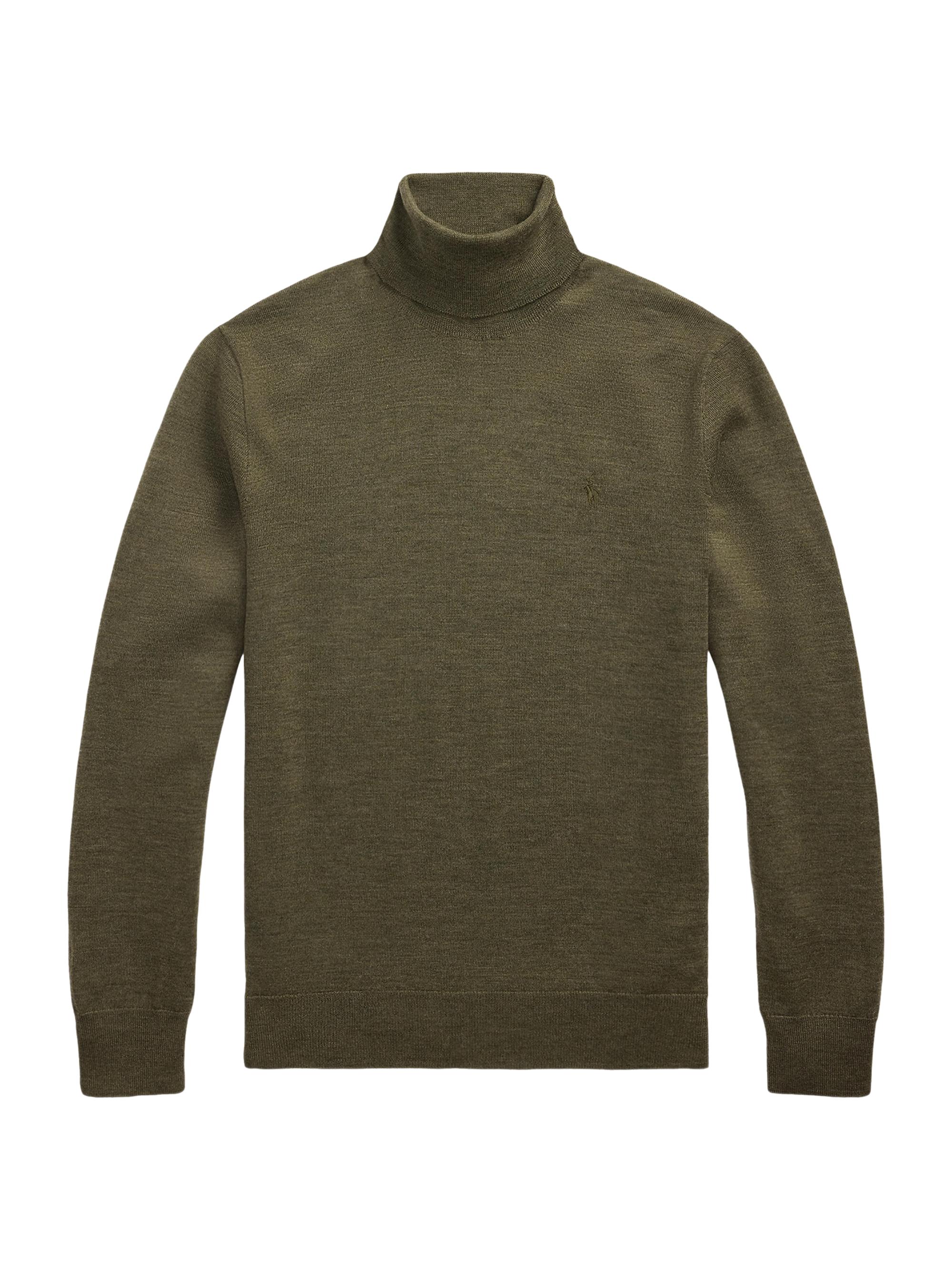 Polo Ralph Lauren Men's Washable Wool Turtleneck Sweater - Cargo Olive Heather