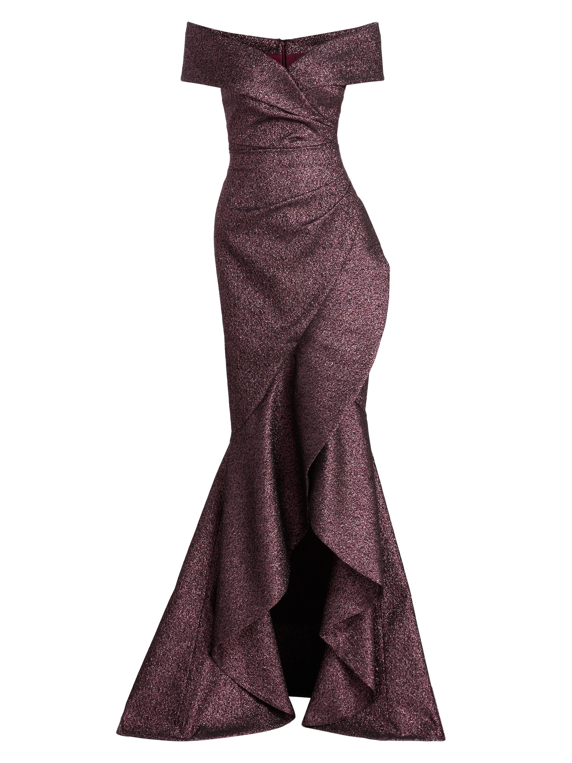 Teri Jon by Rickie Freeman Women's Metallic Jacquard Off-the-Shoulder Gown - Amethyst