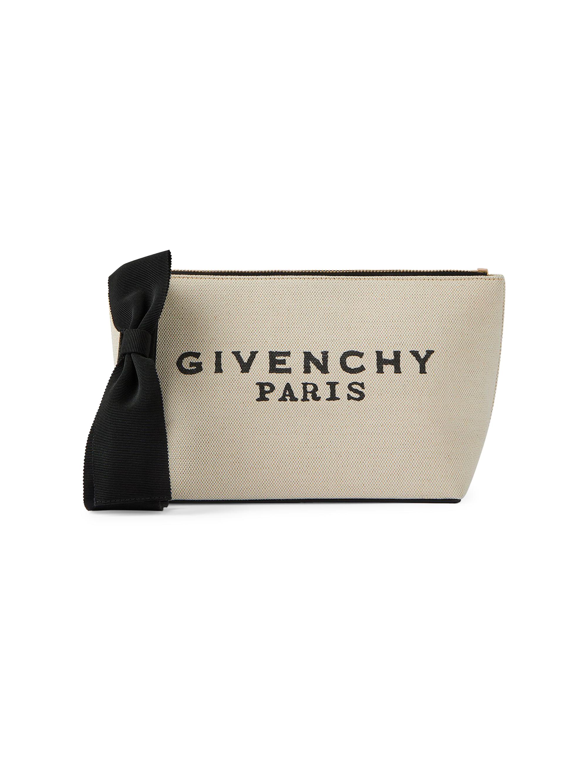Givenchy Women's Small Pouch in Canvas with Bow - Beige Black