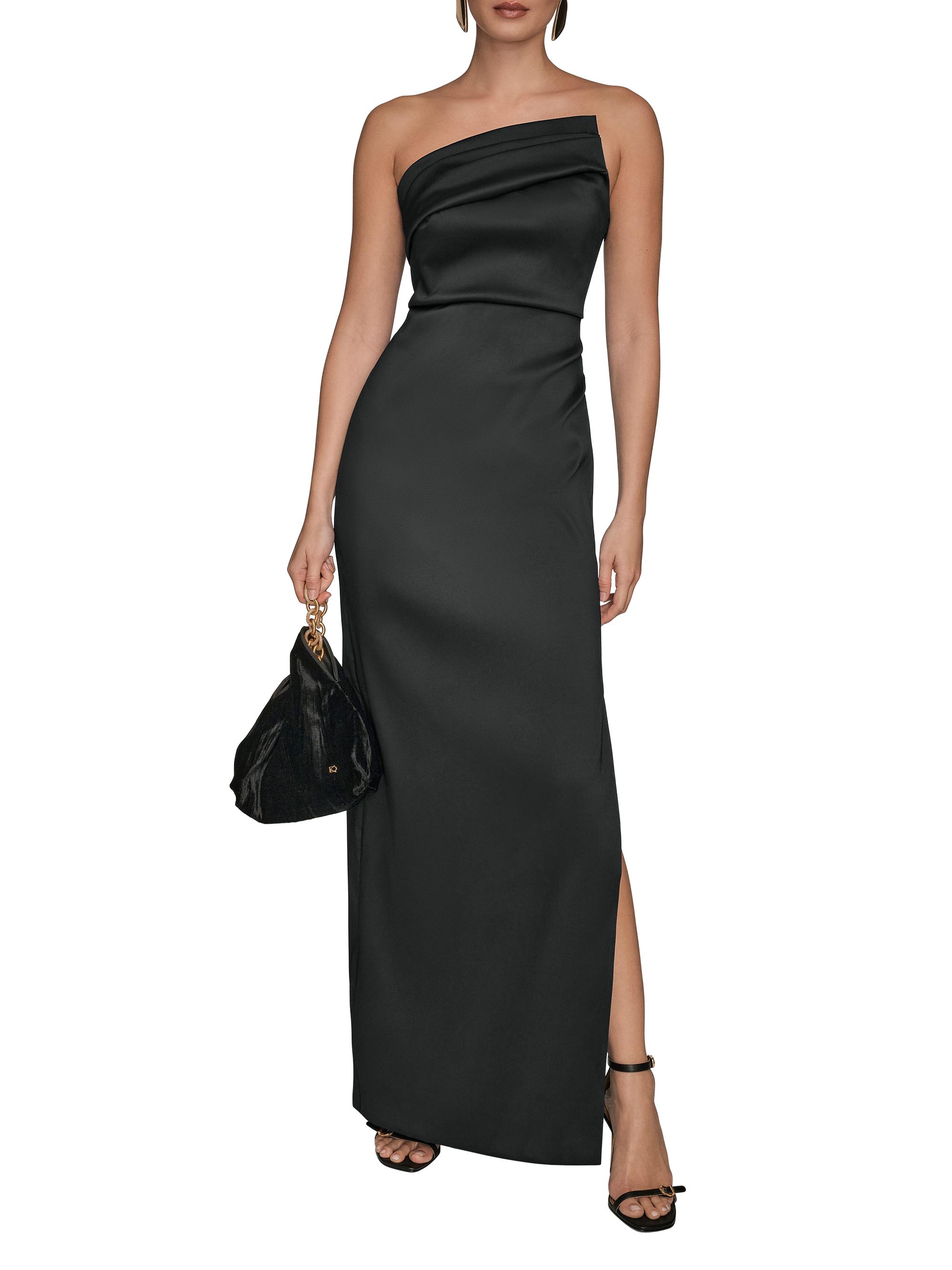 donna karan women's asymmetric gathered tear-drop dress Donna Karan New York Women's Crew Neck Midi Dress main image 1