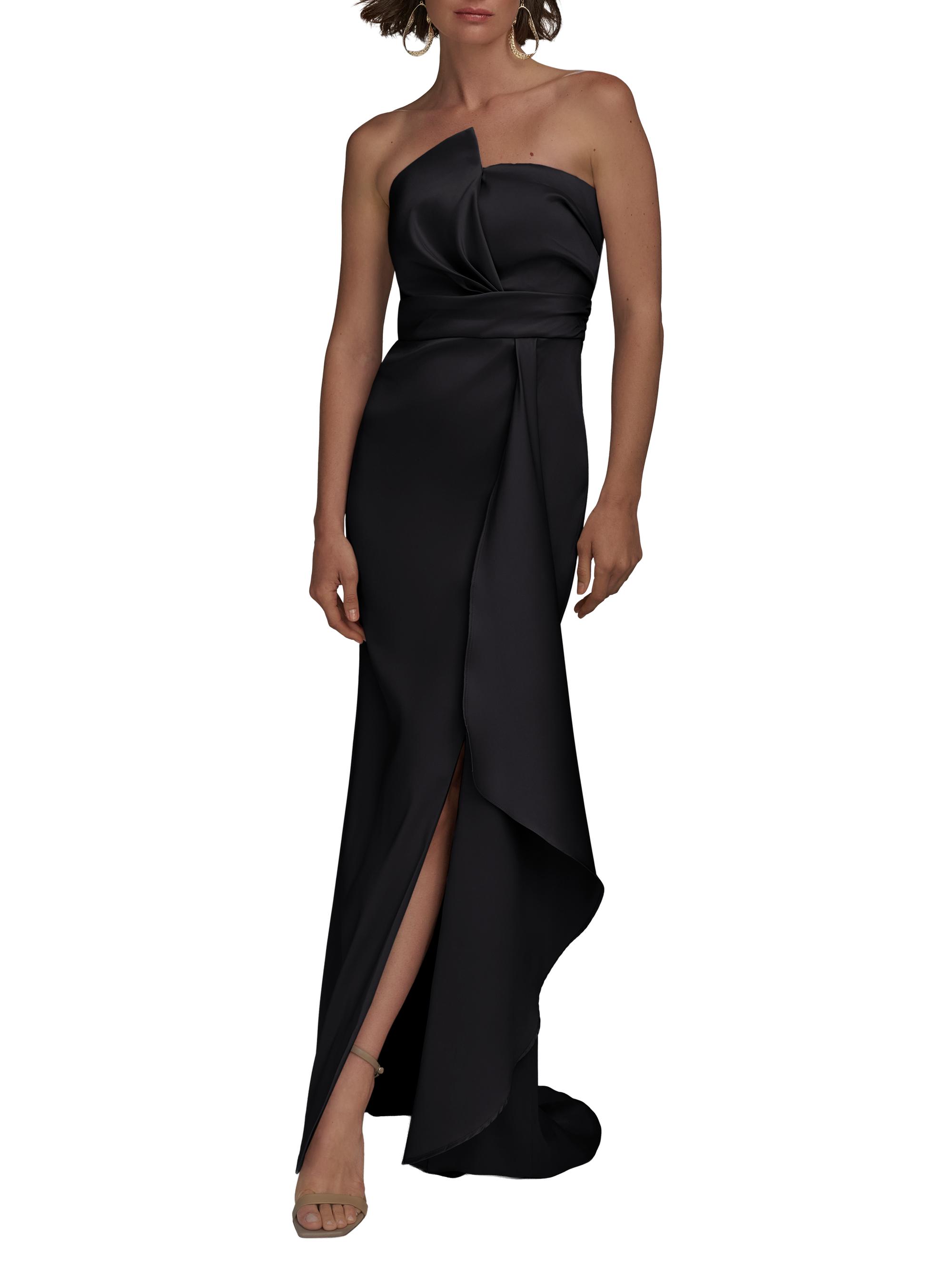 Donna Karan New York Women's Asymmetric Stretch-Mikado Gown - Black