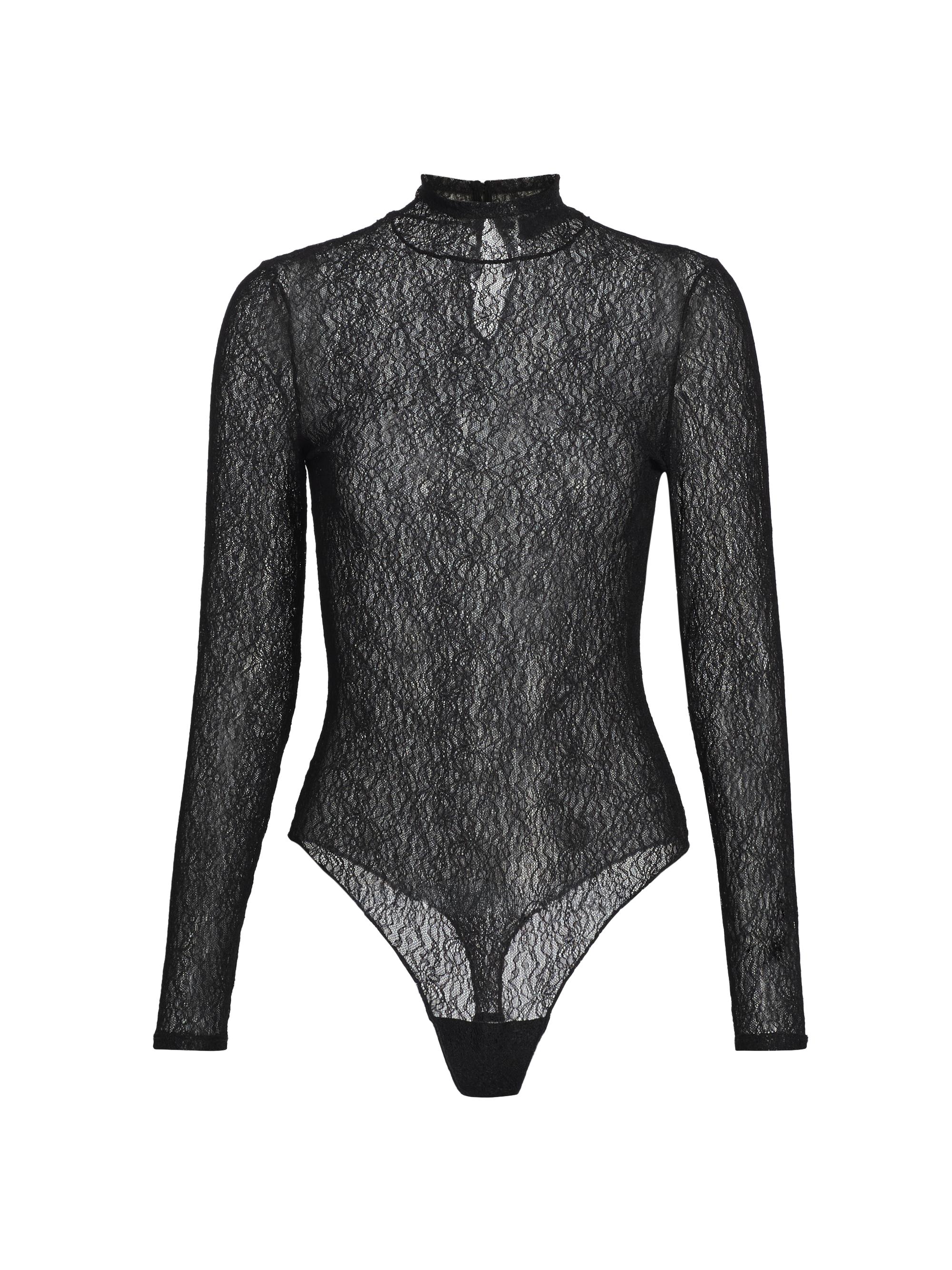 Veronica Beard Women's Nate Lace Mock Turtleneck Bodysuit - Black