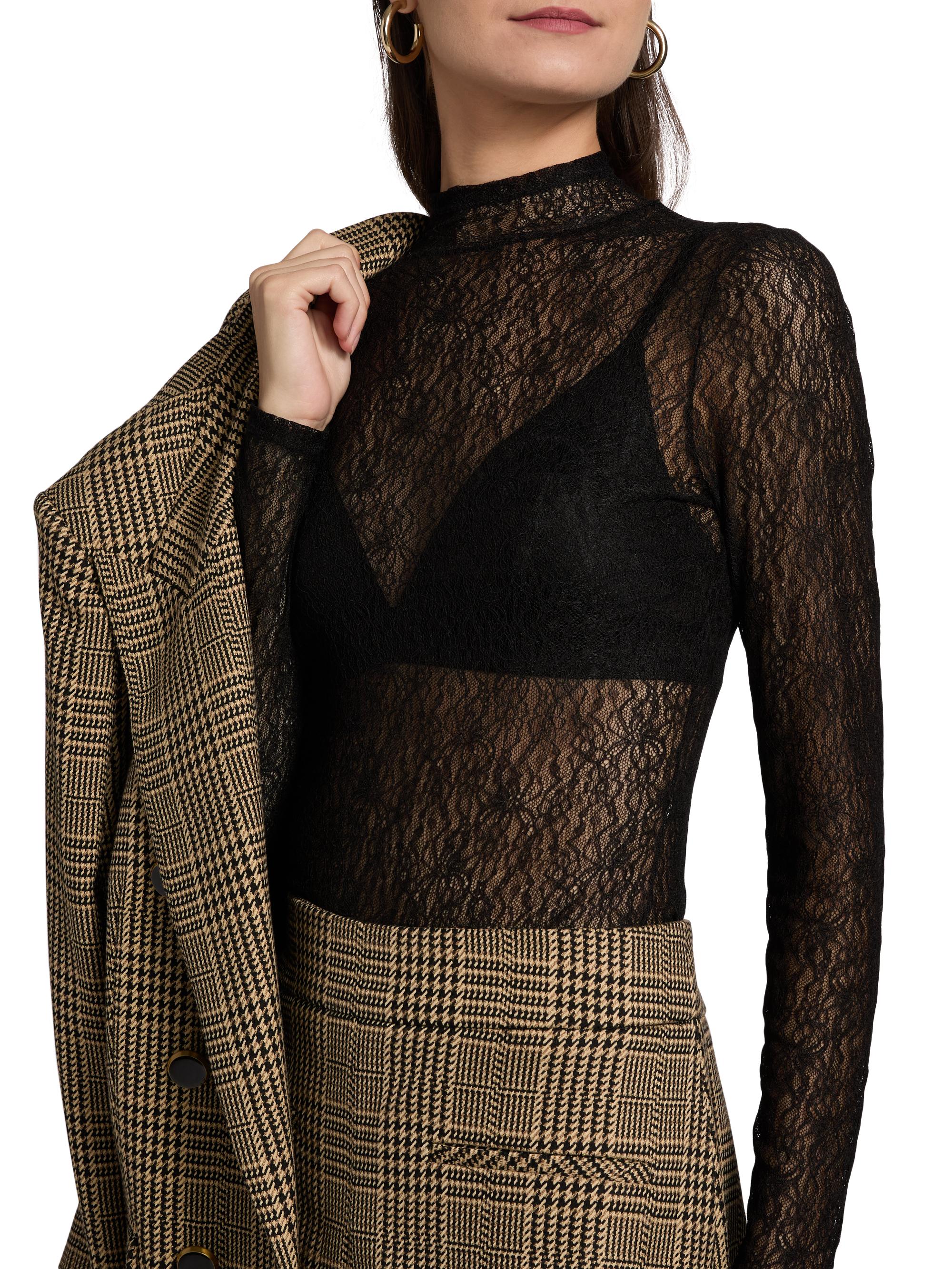 Veronica Beard Nate Lace Mock Turtleneck Bodysuit | Saks Fifth Avenue
