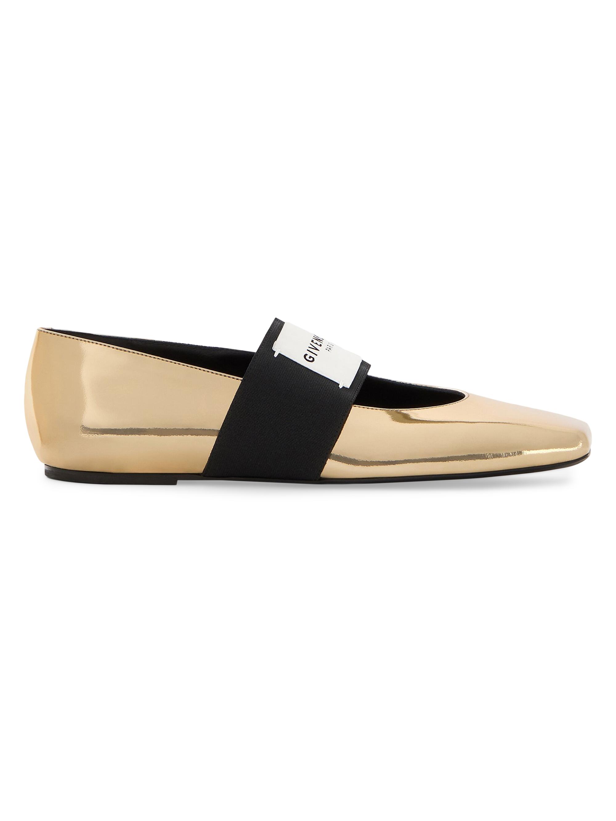Givenchy Women's Sliced Square Ballerinas in Mirror Effect Leather - Golden