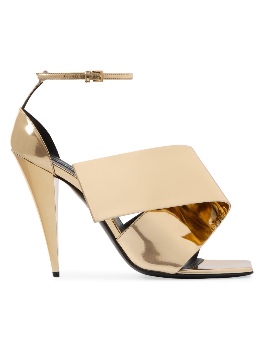 Givenchy Sliced Square Heeled Sandals in Mirror Effect