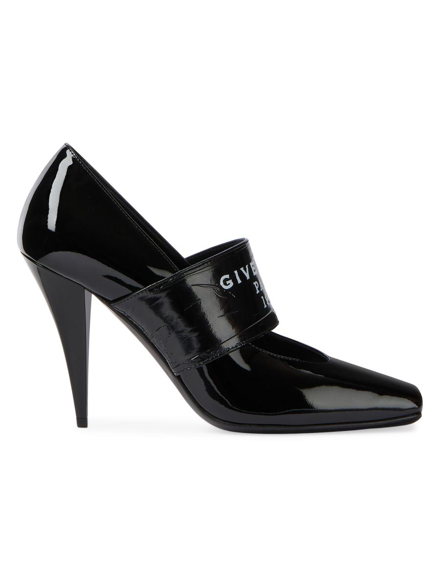 Givenchy Women's Sliced Square Tape Pumps In Patent Leather In Black