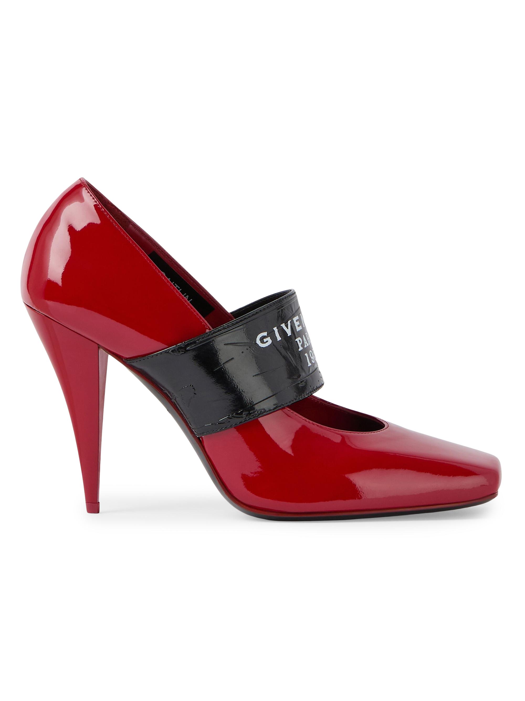 Givenchy Women's Sliced Square Tape Pumps in Patent Leather - Deep Red
