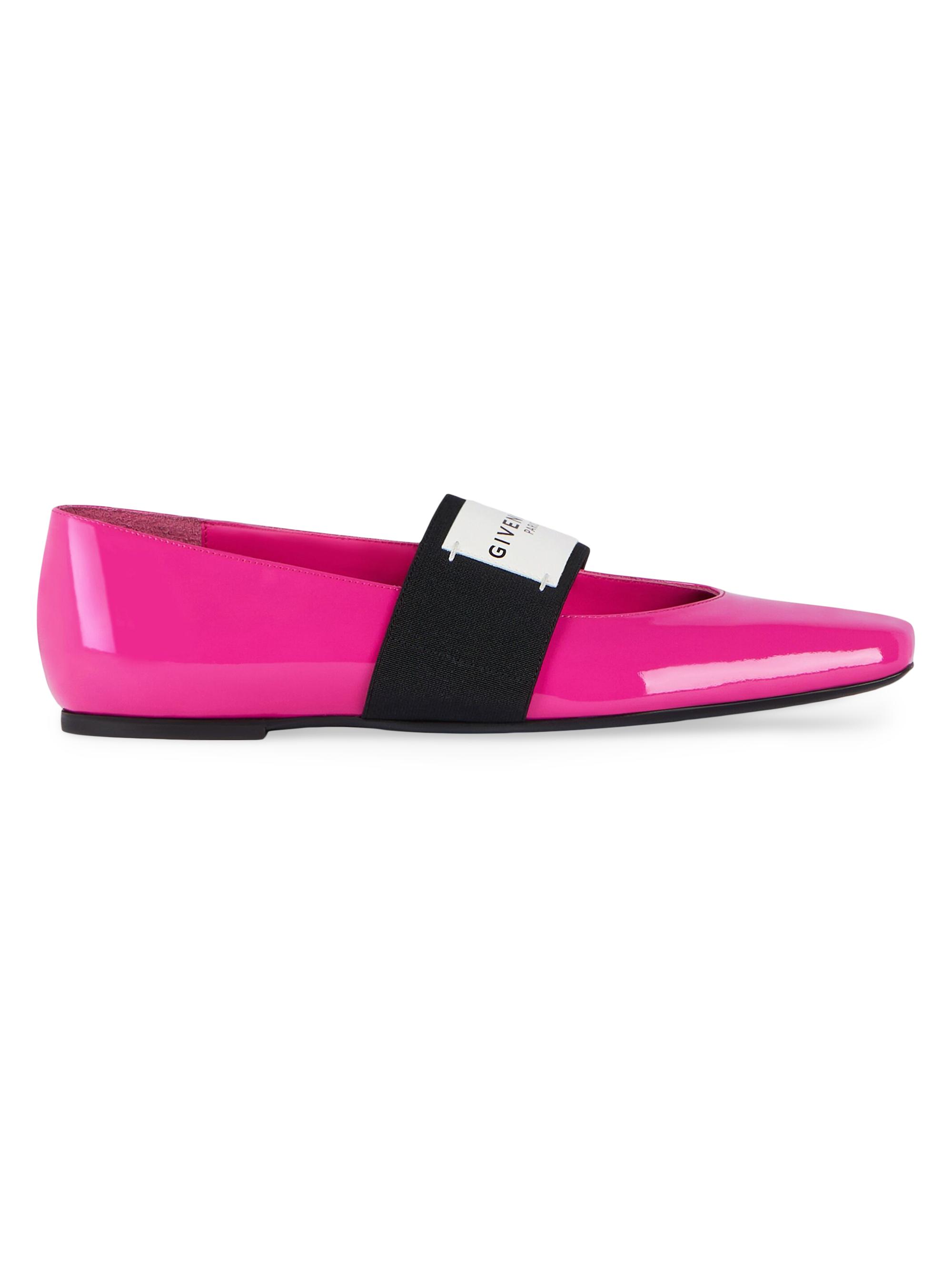 Givenchy Women's Sliced Square Ballerinas in Patent Leather - Fuchsia