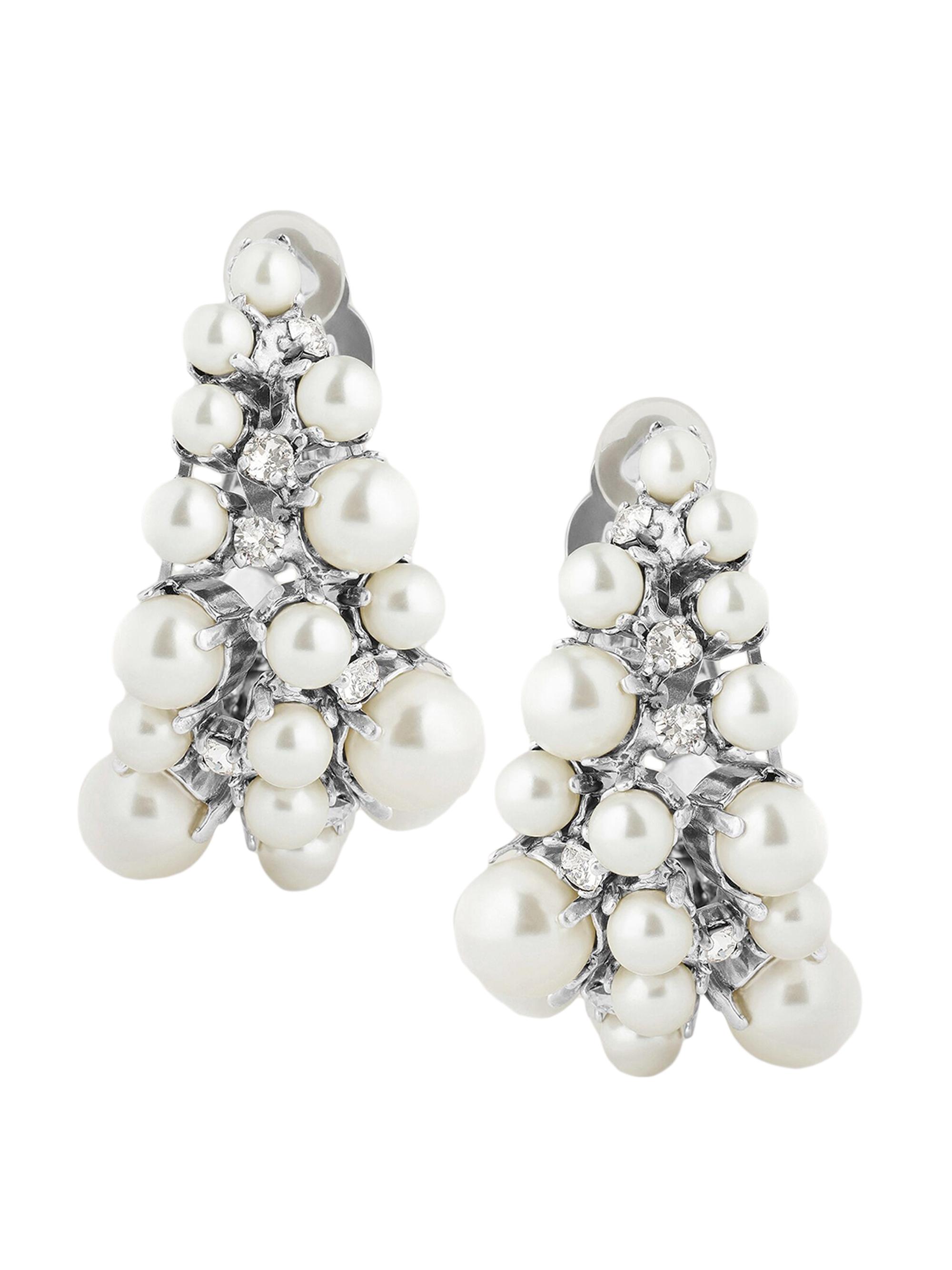 Givenchy Women's Crystal Pearl Clip Earrings in Metal - Silvery