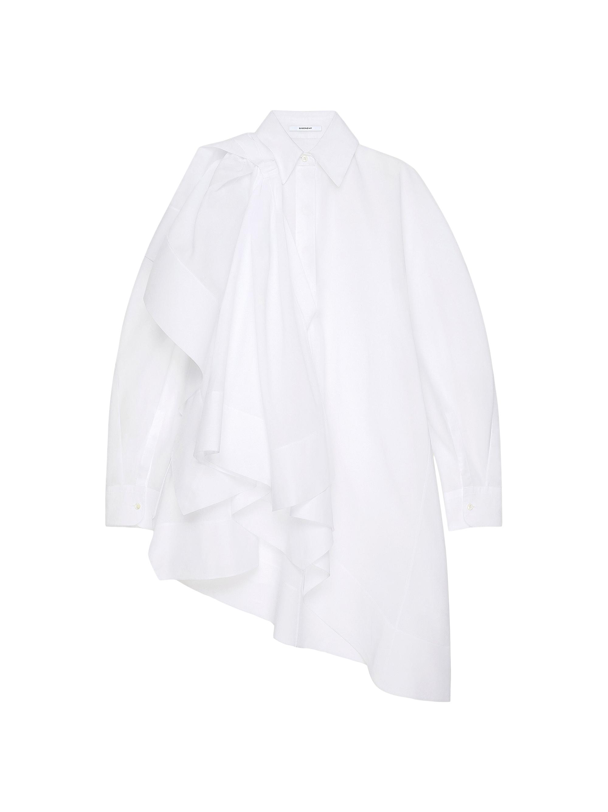 Givenchy Women's Asymmetric Shirt Dress in Cotton with Bow - White