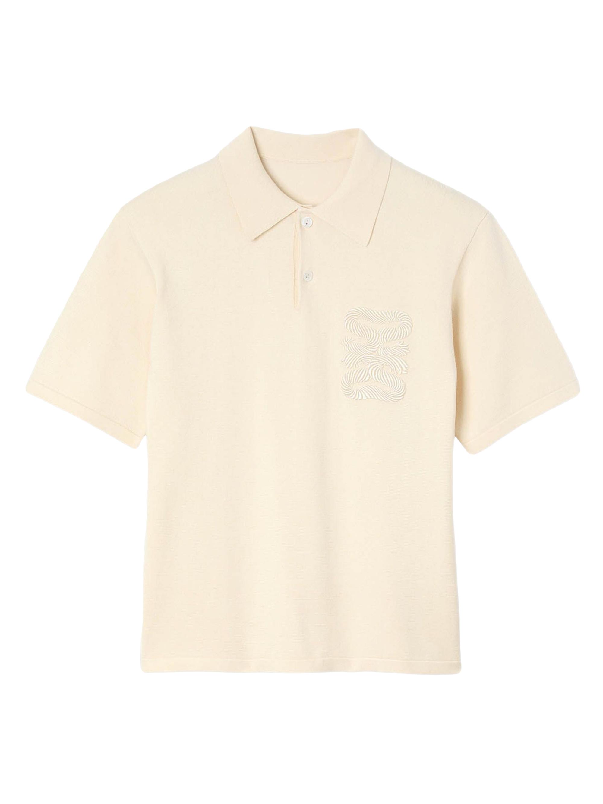 Sandro Men's Polo with Rope Embroidery - Butter Cream