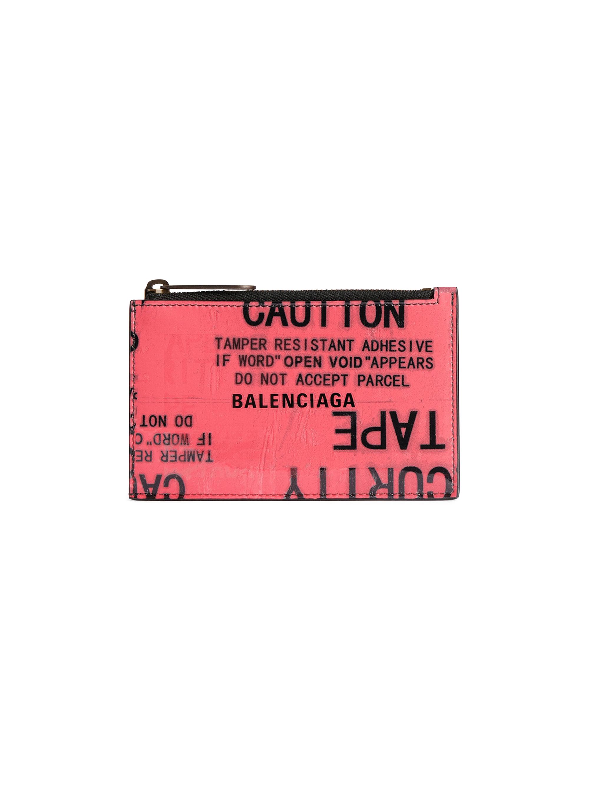 Balenciaga Men's Tape Type Long Coin and Card Holder - Red Black