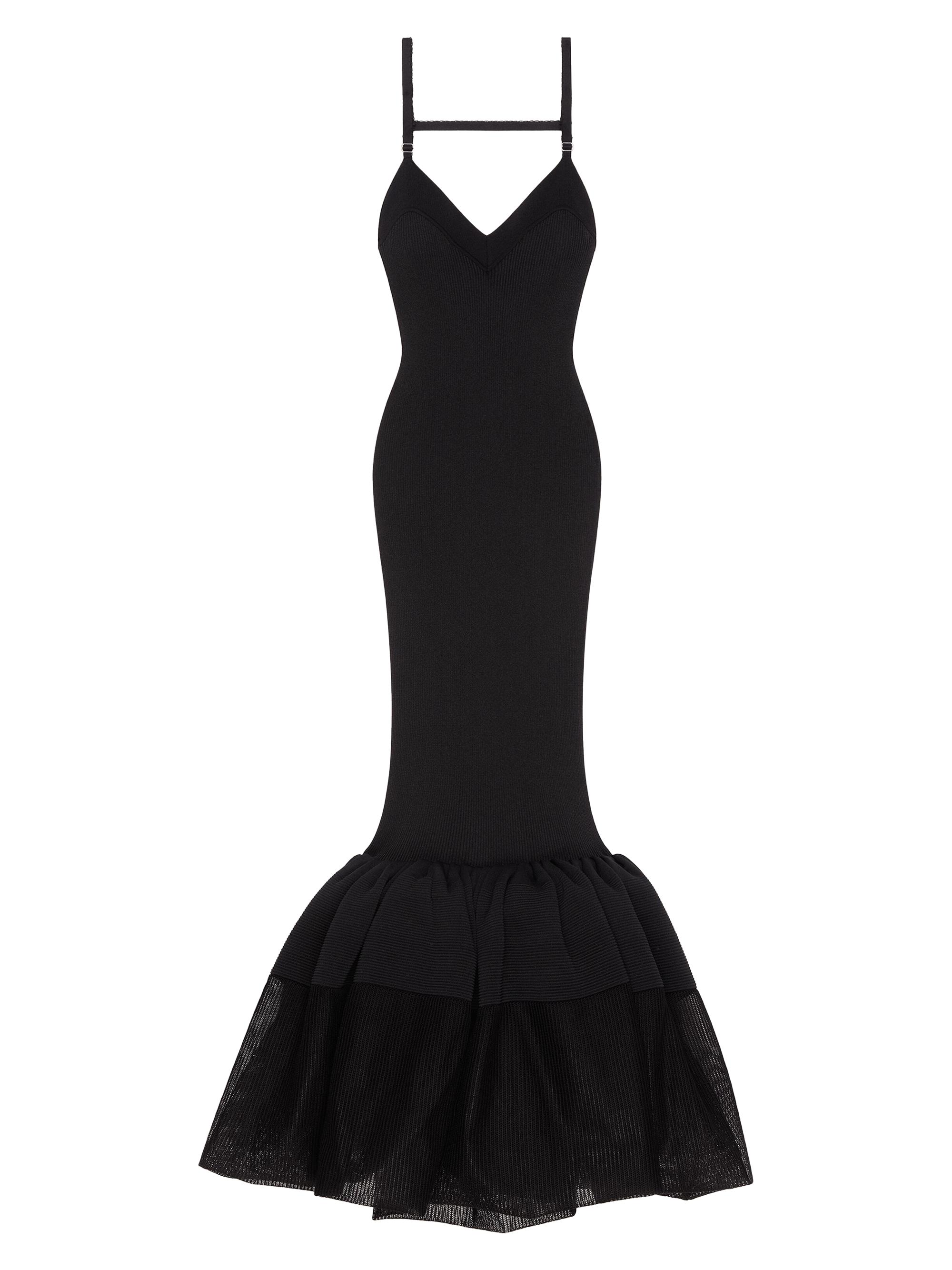 Givenchy Women's Knitted Dress with Ruffles at the Bottom - Black