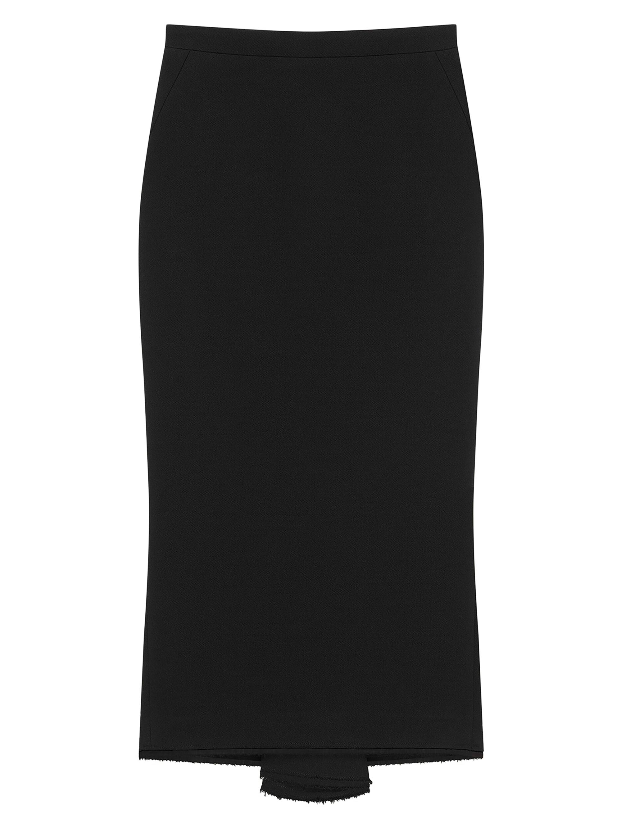 Givenchy Women's Midi Skirt in Crepe with Pleated Back - Black
