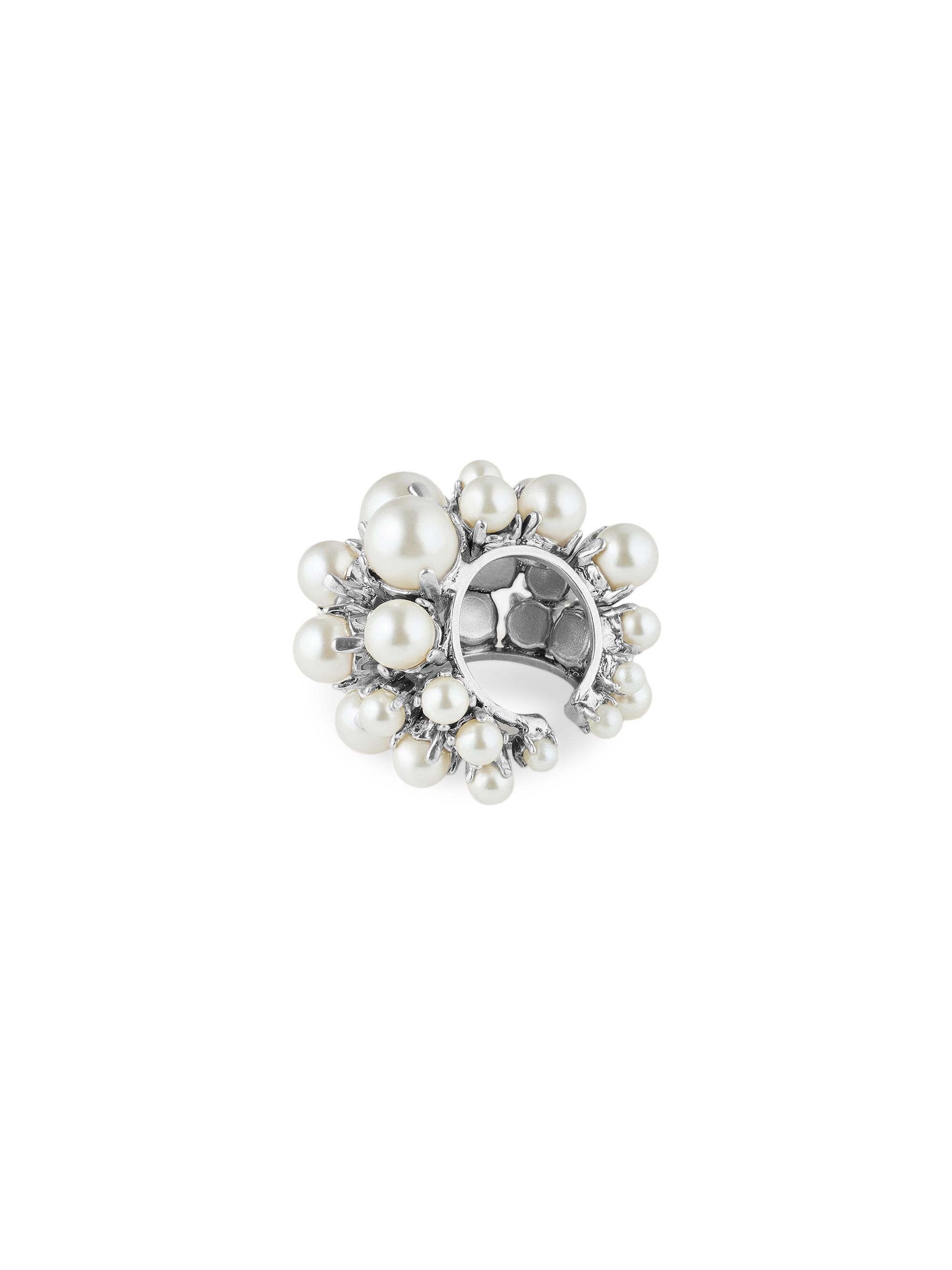 Givenchy Women's Crystal Pearl Earcuff in Metal and Pearls - Silvery