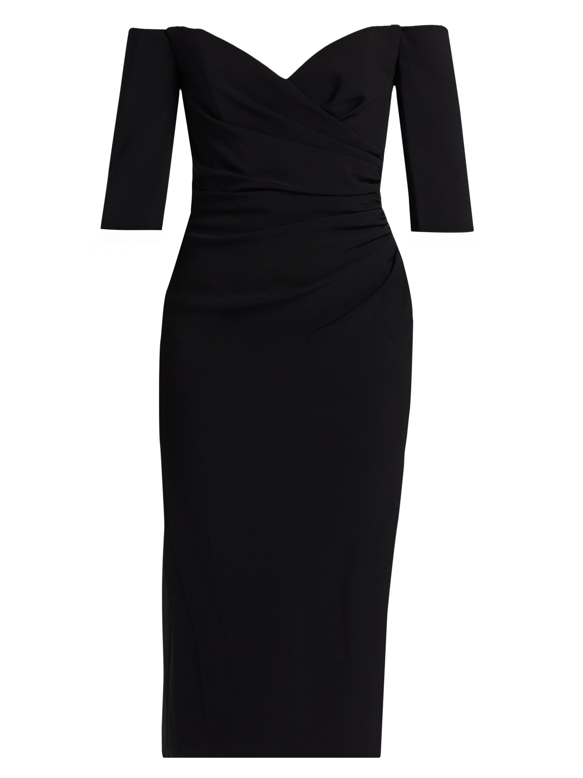 Amsale Women's Off-The-Shoulder Body-Con Midi-Dress - Black