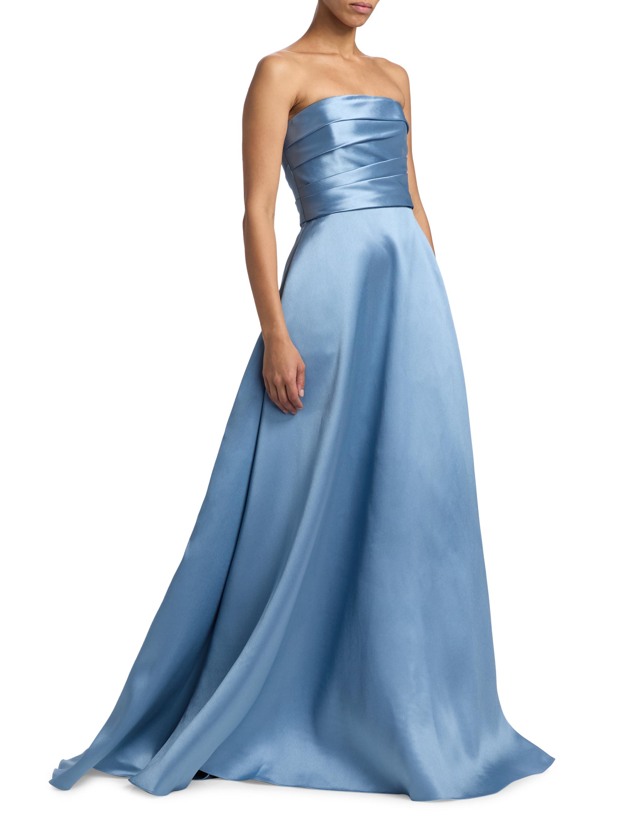 Amsale Satin Strapless Fit & Flare Gown | Saks Fifth Avenue