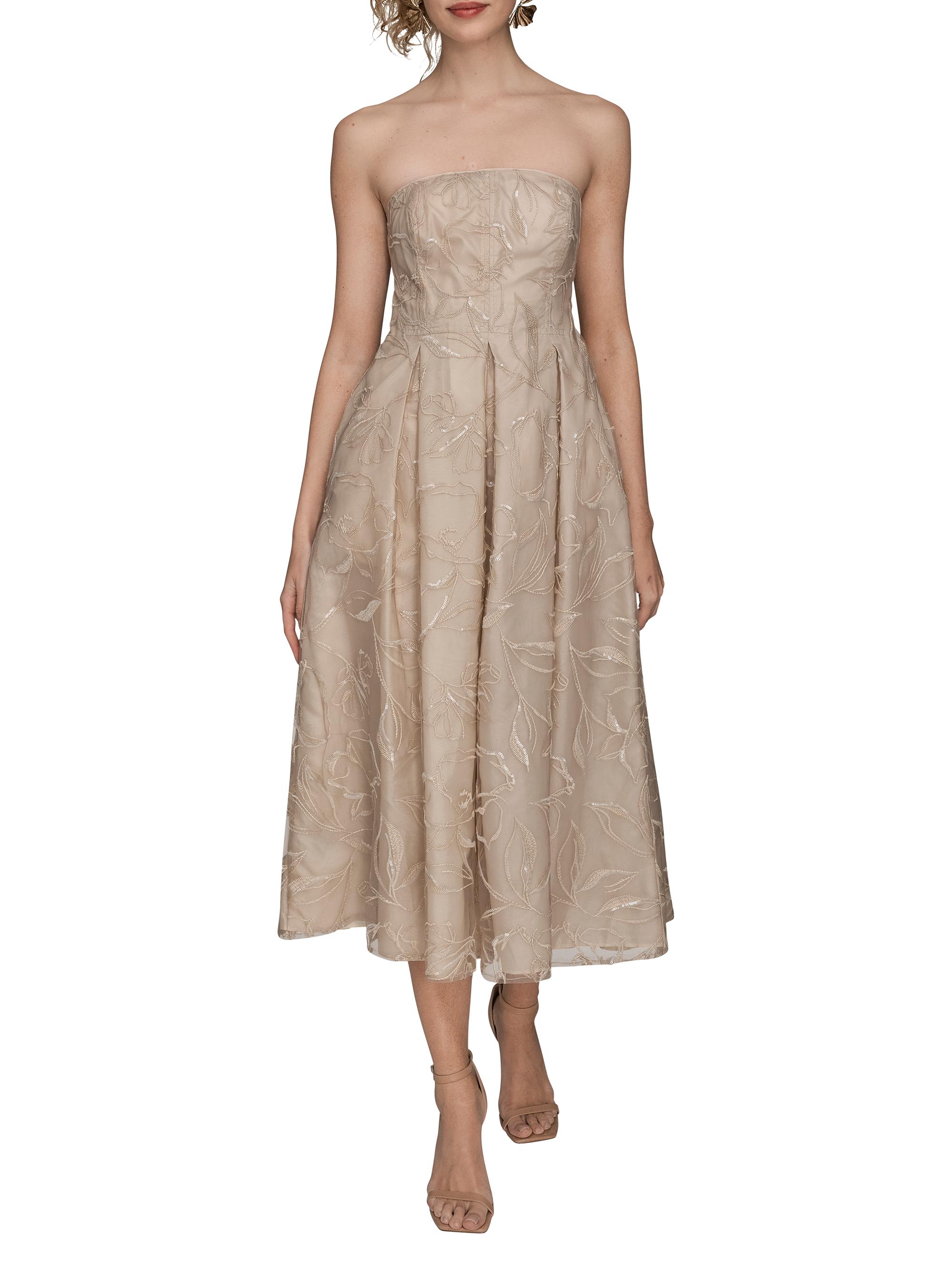 Donna Karan New York Women's Sequined Floral Strapless Midi-Dress - Vellum Multi