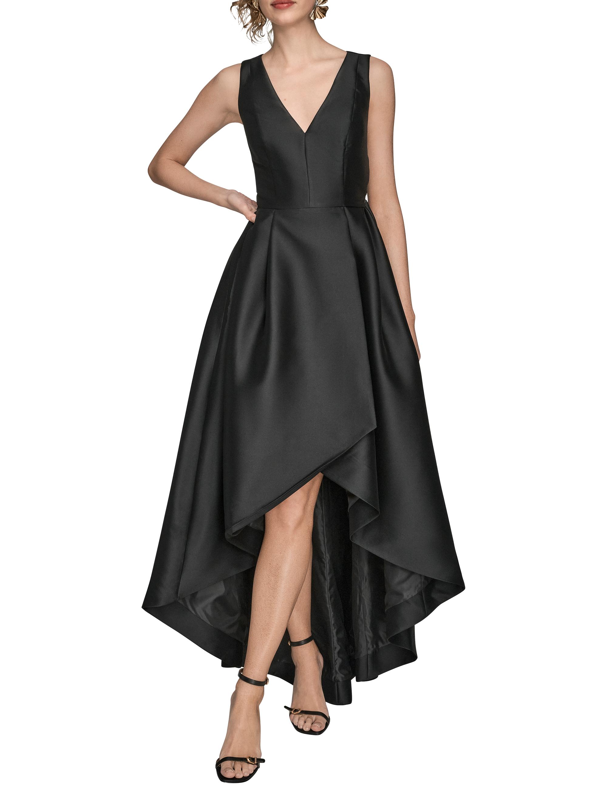 Donna Karan New York Women's Satin Sleeveless High-Low Gown - Black